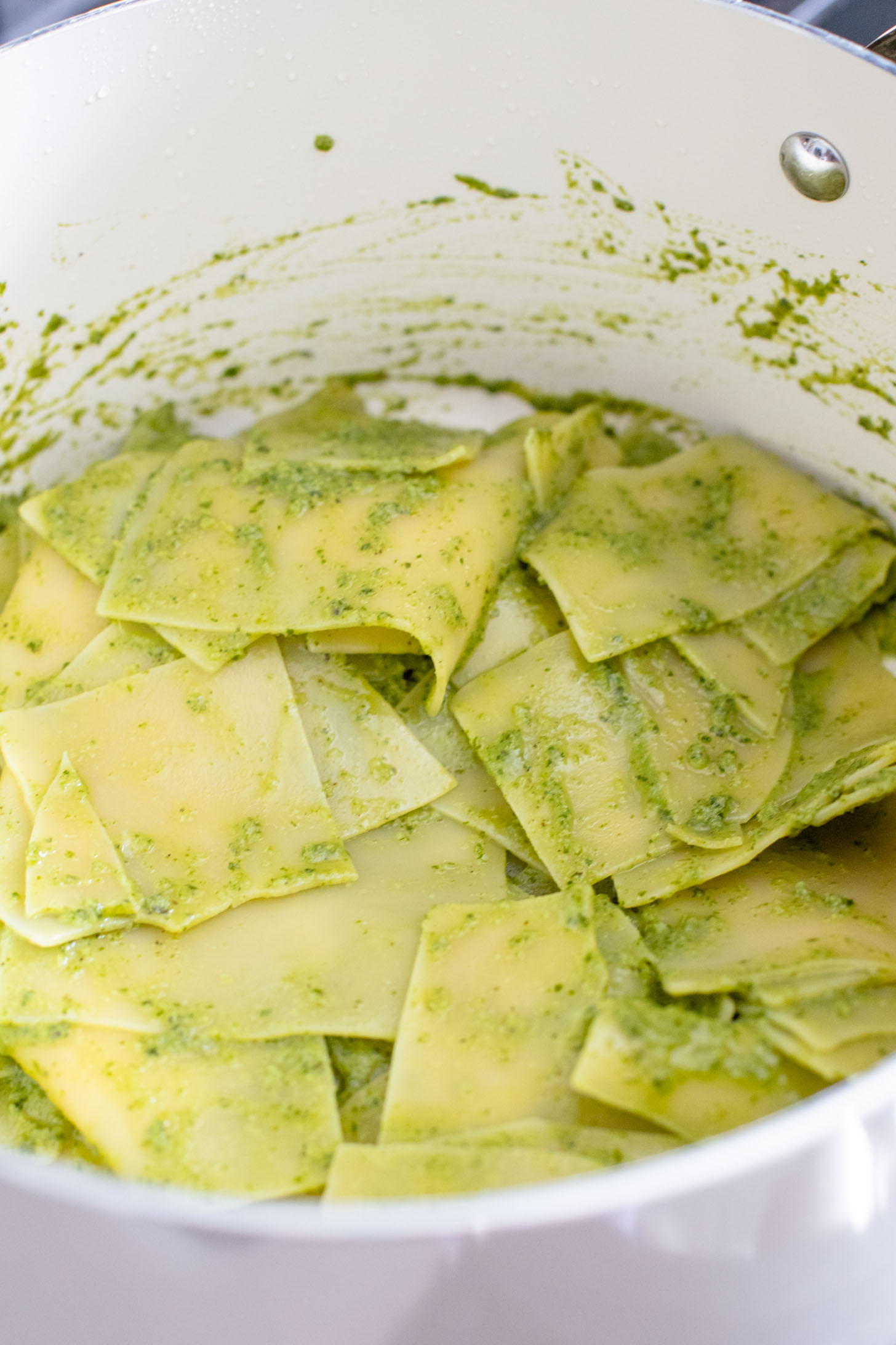 This Pesto Mushroom Sheet Pan Lasagna takes the work out of lasagna. A dairy-free lasagna recipe that doesn't skip on flavor | ThisSavoryVegan.com #thissavoryvegan #veganlasagna #veganpesto