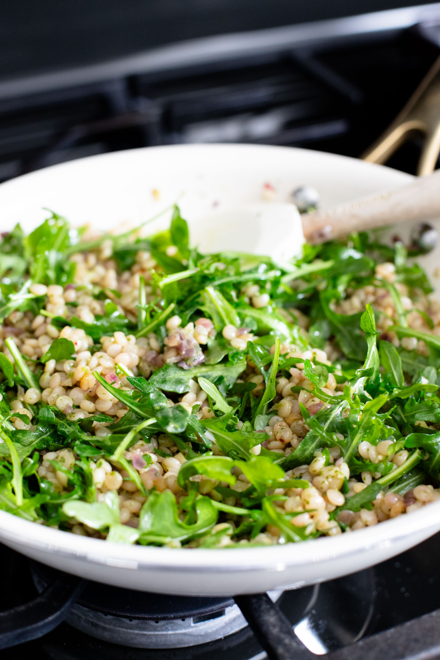 This Chimichurri Couscous & Roasted Sweet Potatoes recipe is healthy, comfort food. Pearl couscous tossed in homemade chimichurri & topped with seasoned sweet potatoes | ThisSavoryVegan.com #thissavoryvegan #couscousrecipes #roastedpotatoes