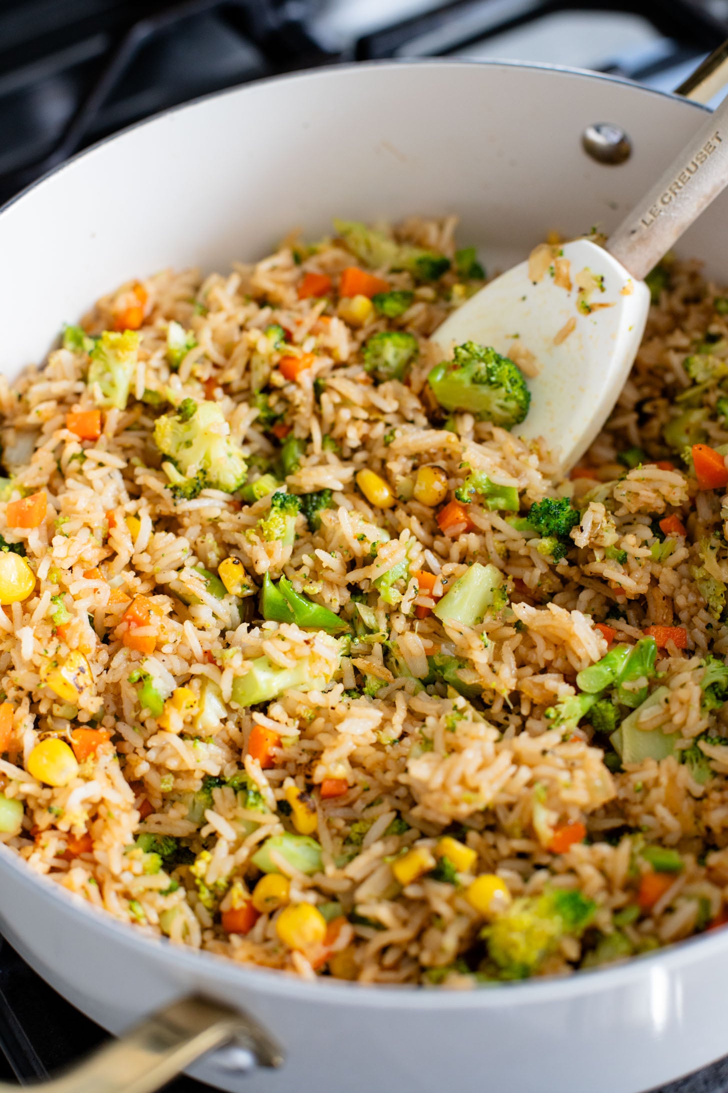 Red Curry Chickpeas & Broccoli Rice is the perfect vegan weeknight dinner idea! Healthy, veggie-packed rice and chickpeas in coconut curry sauce | ThisSavoryVegan.com #thissavoryvegan #veganweeknightdinner #veggierecipes