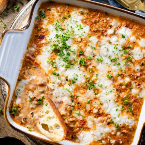 This Vegan Sloppy Joe Dip is the perfect party or game day appetizer. This is comfort food at its finest - delicious, simple and a crowd pleaser | ThisSavoryVegan.com #thissavoryvegan #gamedayappetizers #veganappetizers