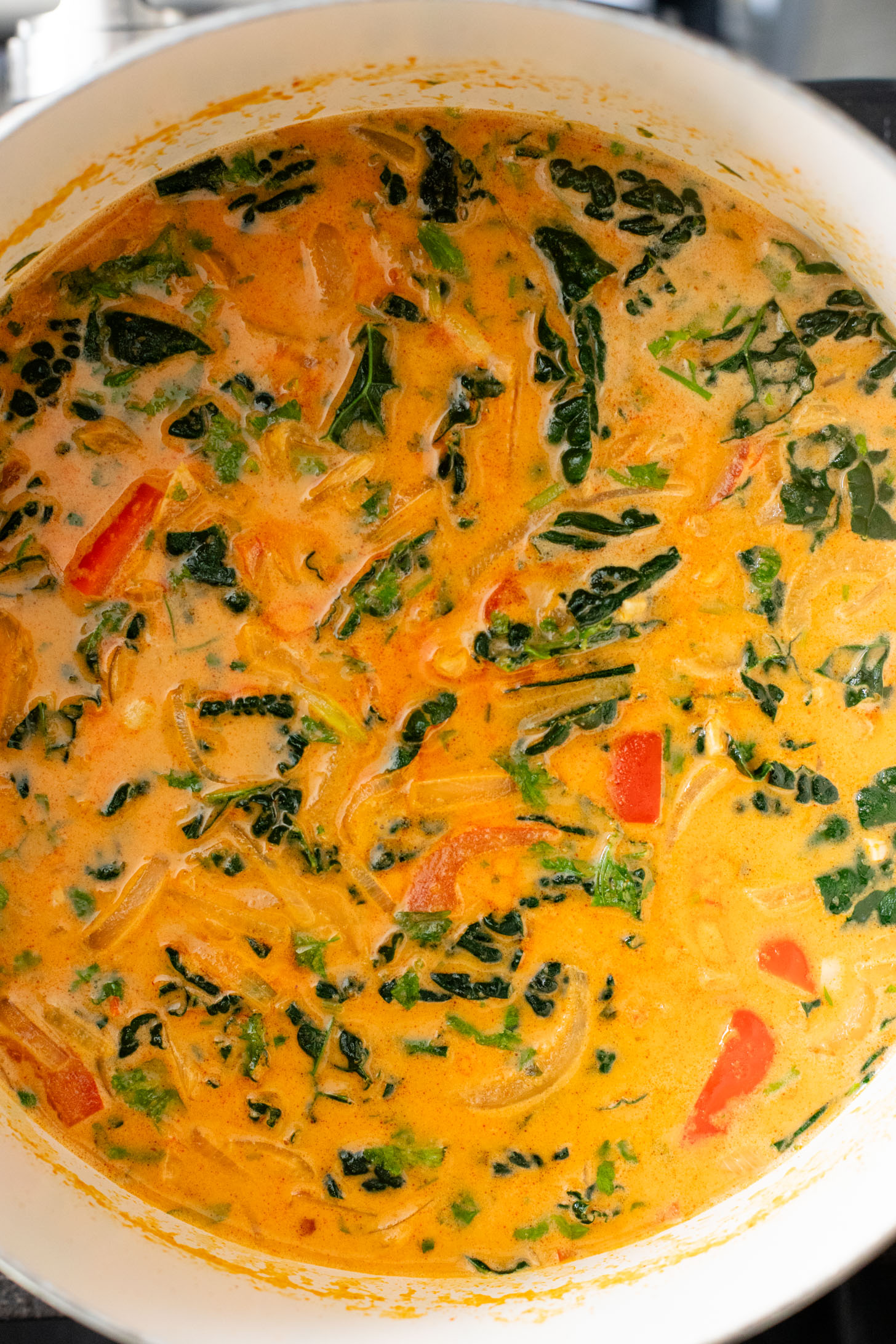 This Red Curry Peanut Soup with Sesame Crusted Tofu is made with a coconut broth, filled with veggies and finished with crispy tofu | ThisSavoryVegan.com #thissavoryvegan #tofurecipes #peanutsoup