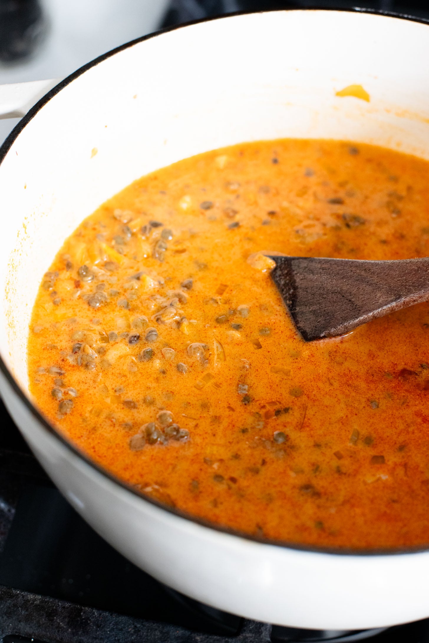 This Braised Cabbage & Lentils recipe is perfection! Napa cabbage is cooked in a coconut curry sauce with lentils until super tender | ThisSavoryVegan.com #thissavoryvegan #napacabbagerecipes #cozyveganrecipes