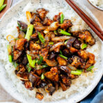 This Simple Soyaki Eggplant is made with minimal ingredients, but packs tons of flavor! Serve with rice for a quick weeknight dinner | ThisSavoryVegan.com #thissavoryvegan #eggplantrecipes #betterthantakeout