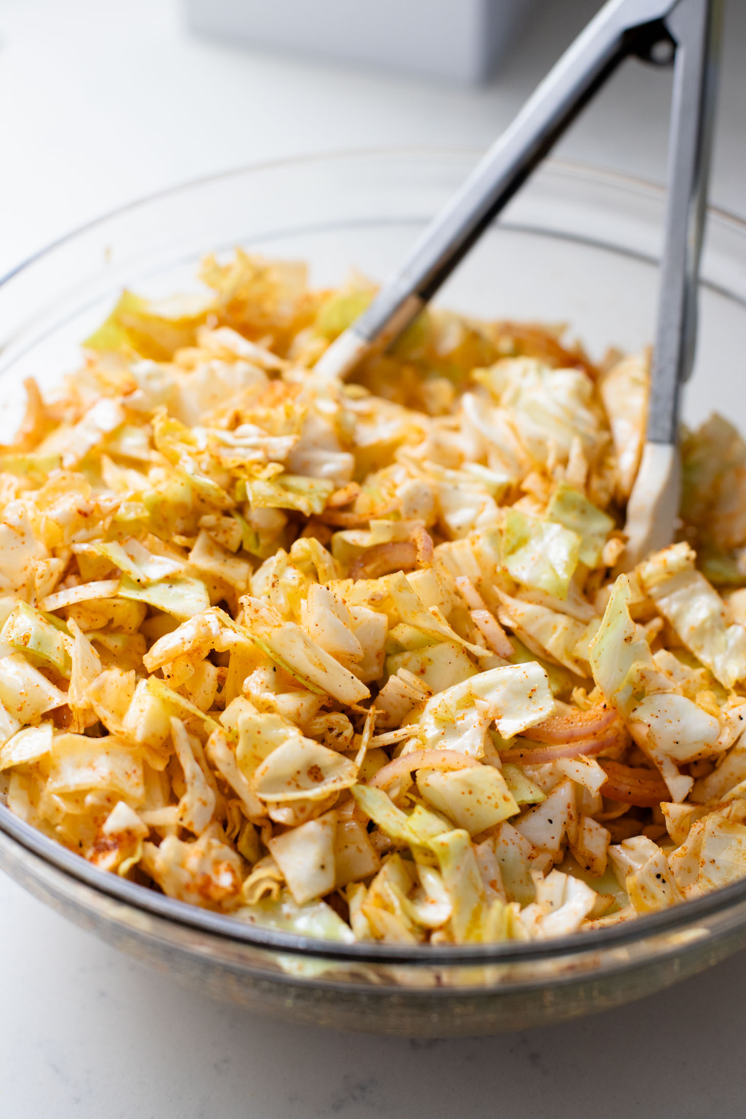 This Sheet Pan Vegan Sausage & Cabbage is an easy, low carb, vegan dinner. Ready in less than an hour and packed with flavor | ThisSavoryVegan.com