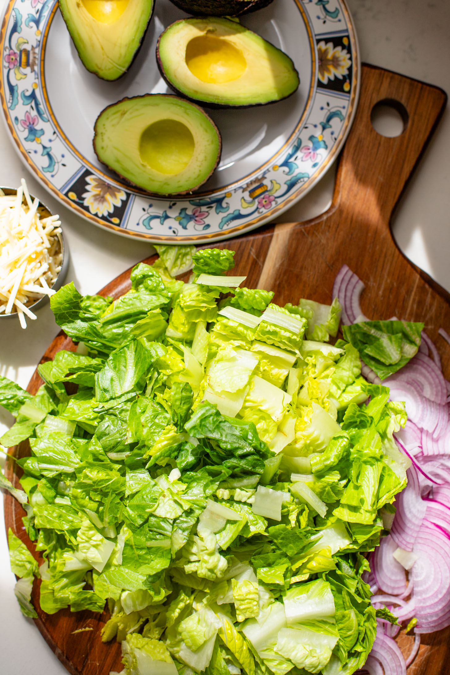 Zesty & delicious, this Cajun Caesar Pasta Salad is made with dairy-free caesar dressing, crispy chickpeas, romaine, avocado & fusilli pasta | ThisSavoryVegan.com