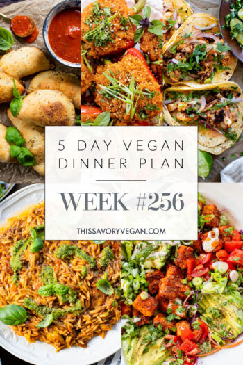 Not sure what to make for dinner this week? I have you covered with 5 simple & delicious vegan dinner ideas! | Vegan Dinner Plan #256 | ThisSavoryVegan.com