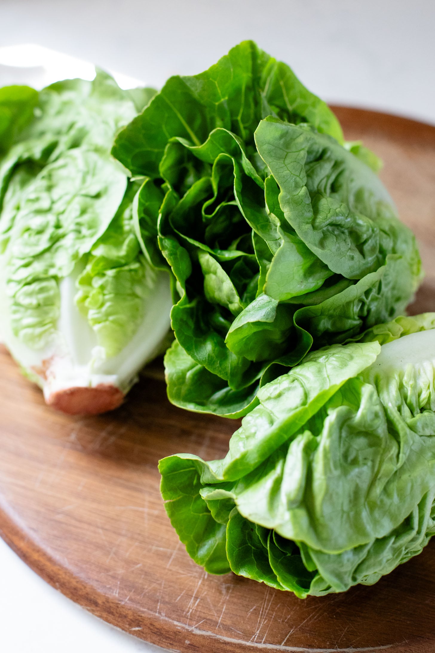 This Little Gem Vegan Ranch Salad is loaded with crisp lettuce, creamy vegan ranch, sunflower seeds and crispy harissa chickpeas | ThisSavoryVegan.com