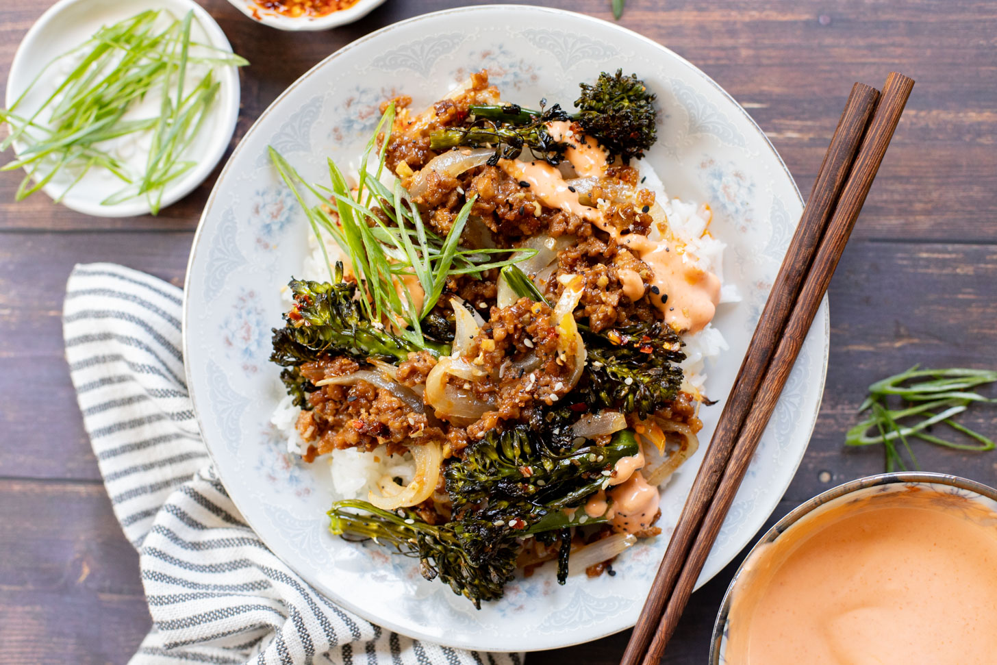 This Sheet Pan Beef & Broccoli is a super easy vegan weeknight dinner. Everything is made on one sheet pan and served with spicy mayo & chili crunch | ThisSavoryVegan.com