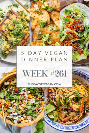 Not sure what to make for dinner this week? I have you covered with 5 simple & delicious vegan dinner ideas! | Vegan Dinner Plan #261 | ThisSavoryVegan.com