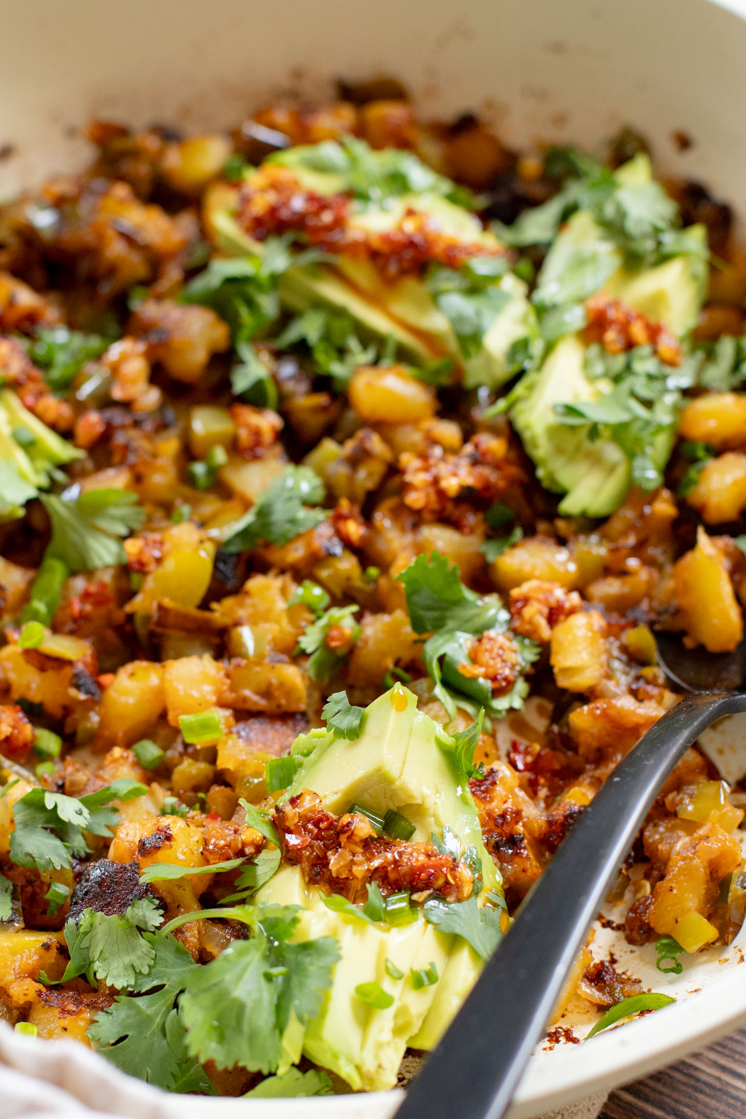 This Breakfast Potato Hash has simple ingredients, is dairy-free and is the perfect side dish for your next vegan brunch | ThisSavoryVegan.com