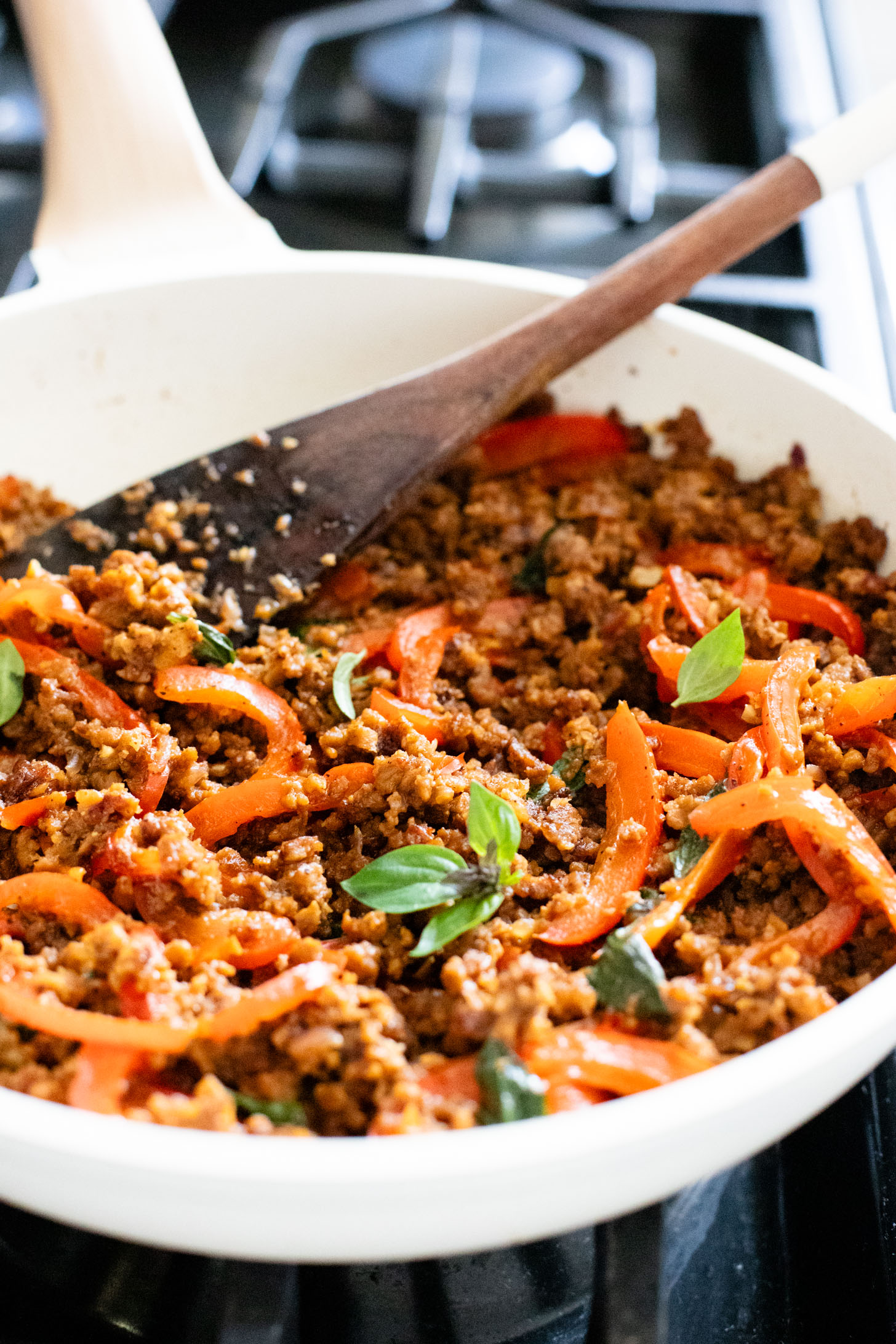 These Vegan Thai Beef Tacos are an explosion of flavor - filled with soy "beef" crumbles in a Thai-inspired sauce, spicy mayo, avocado & cabbage | ThisSavoryVegan.com