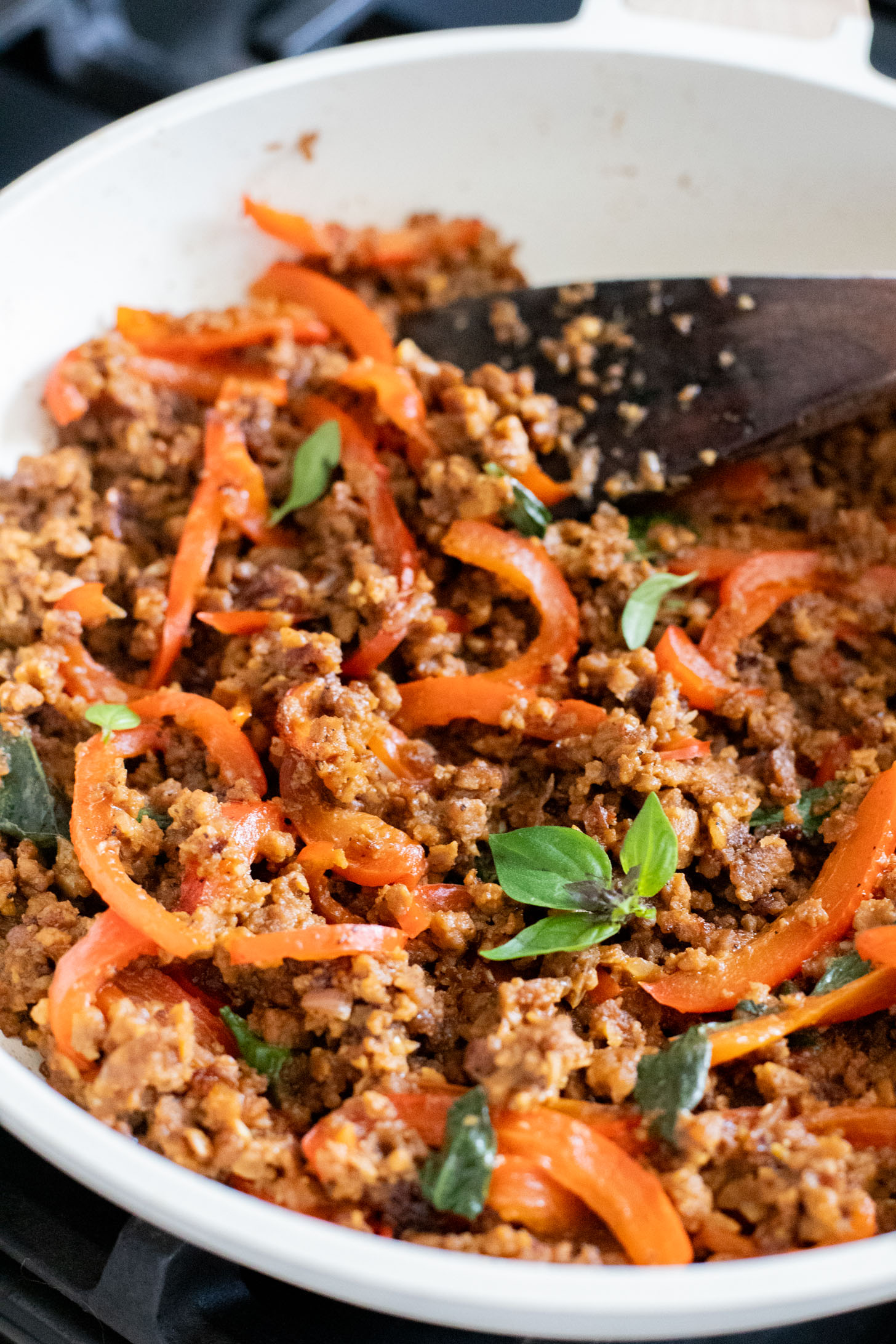 These Vegan Thai Beef Tacos are an explosion of flavor - filled with soy "beef" crumbles in a Thai-inspired sauce, spicy mayo, avocado & cabbage | ThisSavoryVegan.com