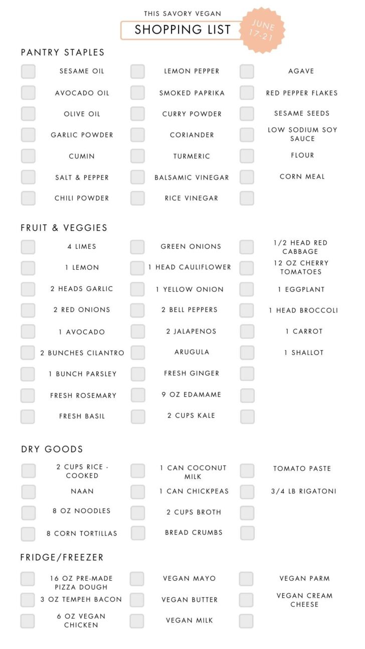 Weekly Vegan Dinner Plan #264 - This Savory Vegan