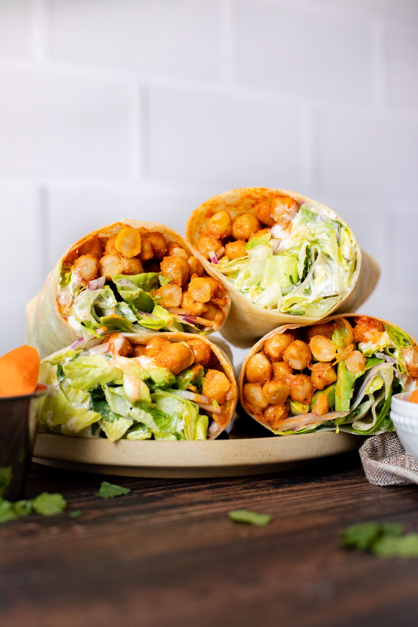 Buffalo Chickpea Ranch Wraps - This Savory Vegan