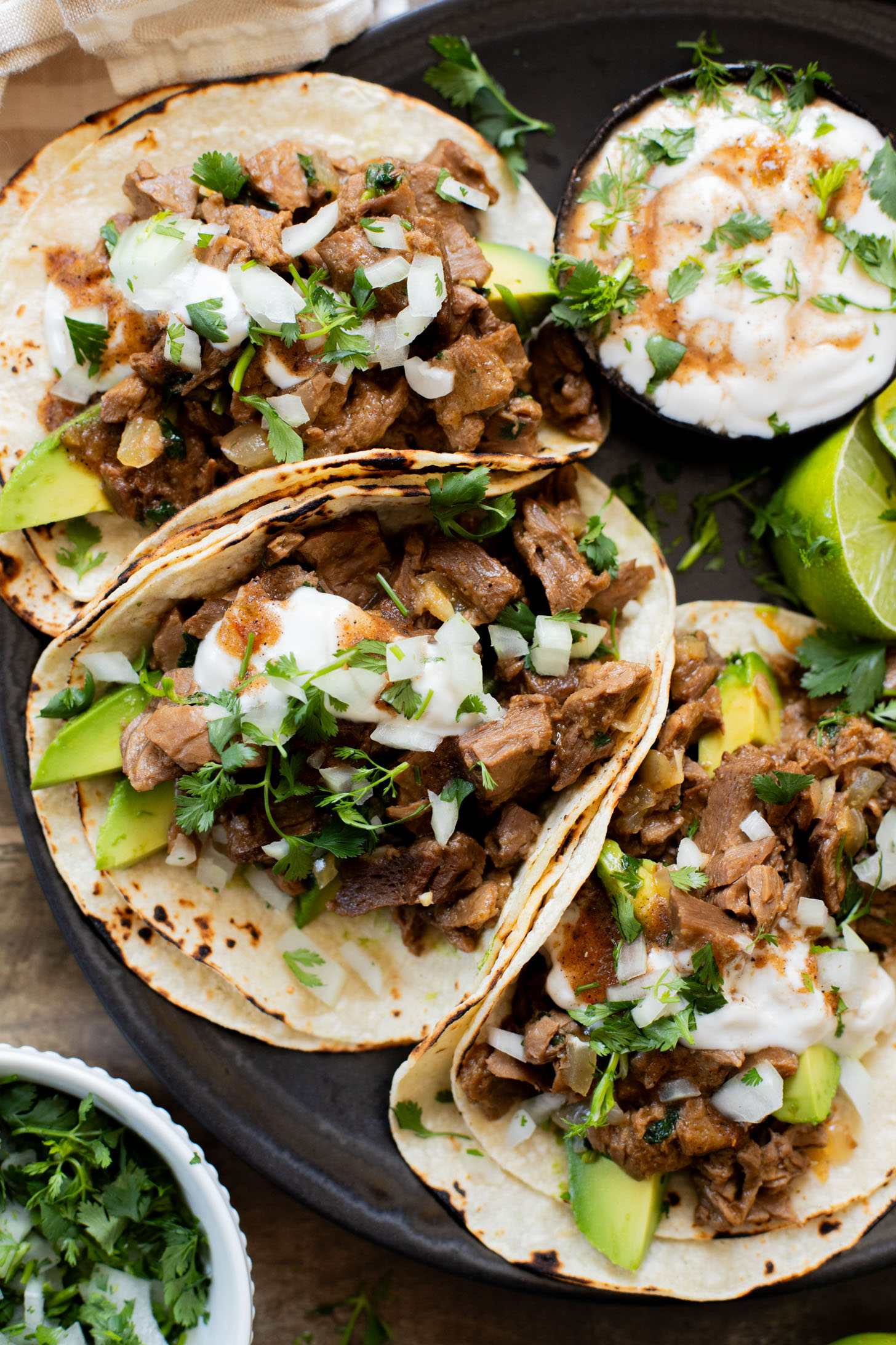 A no-fuss, easy vegan dinner - these Slow Cooker Vegan Steak Tacos are going to be on your weeknight rotation | ThisSavoryVegan.com