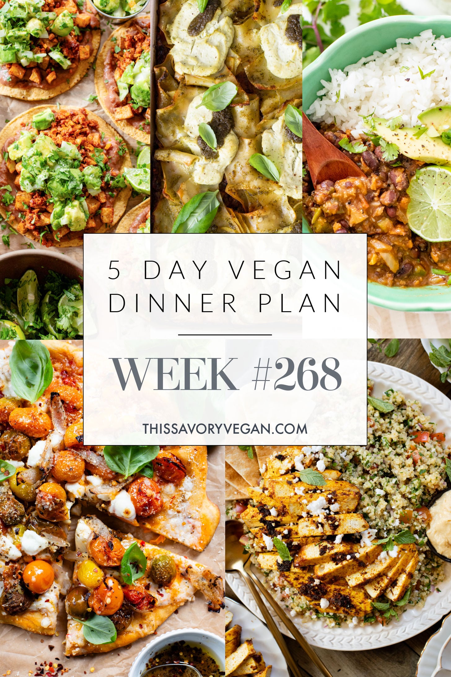 Not sure what to make for dinner this week? I have you covered with 5 simple & delicious vegan dinner ideas! | Vegan Dinner Plan #268 | ThisSavoryVegan.com