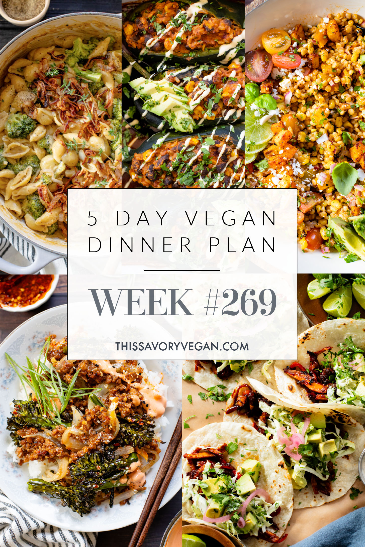 Not sure what to make for dinner this week? I have you covered with 5 simple & delicious vegan dinner ideas! | Vegan Dinner Plan #269 | ThisSavoryVegan.com