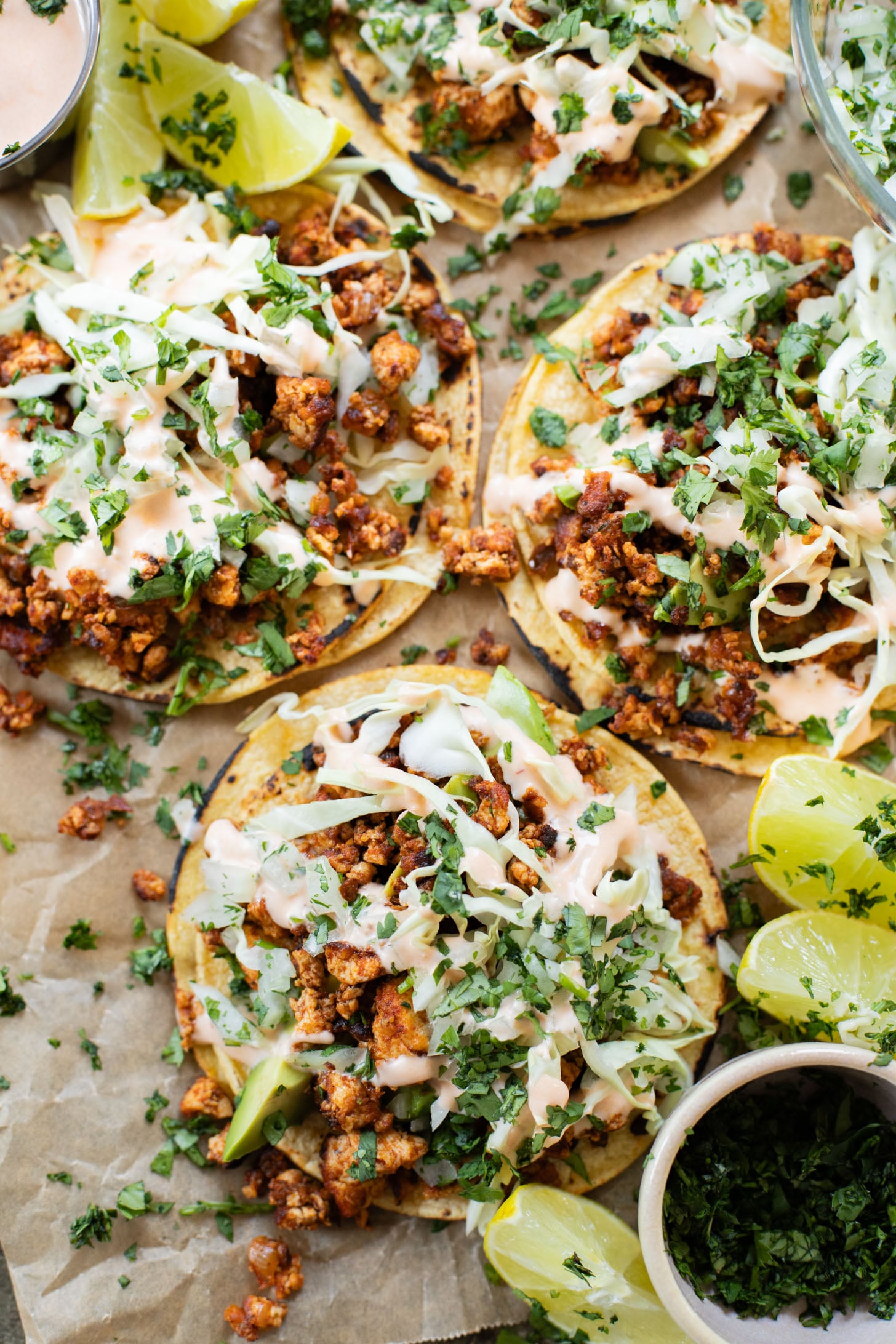 These Crispy Tofu Street Tacos are ready in 30 minutes, perfect for a vegan weeknight dinner. Packed with protein and taste AMAZING | ThisSavoryVegan.com