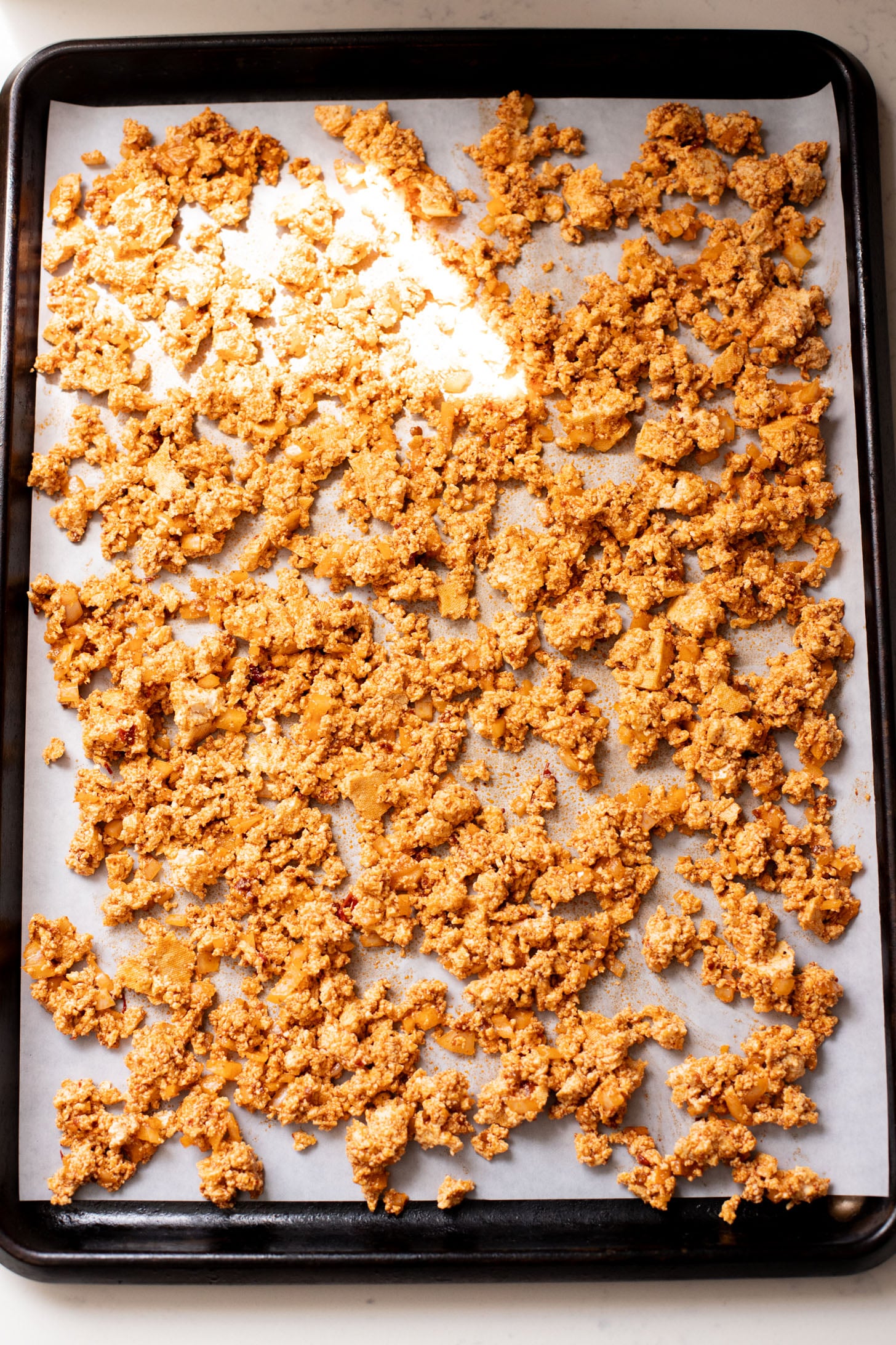 These Sheet Pan Tofu Burritos are filled with crispy tofu, shredded cabbage, cilantro, onions, avocado and dairy-free chipotle mayo | ThisSavoryVegan.com