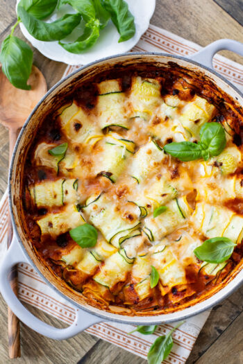 This Vegan Zucchini Involtini is perfect when you want pasta flavors without the carbs. Made with tofu ricotta & vegan sausage marinara | ThisSavoryVegan.com