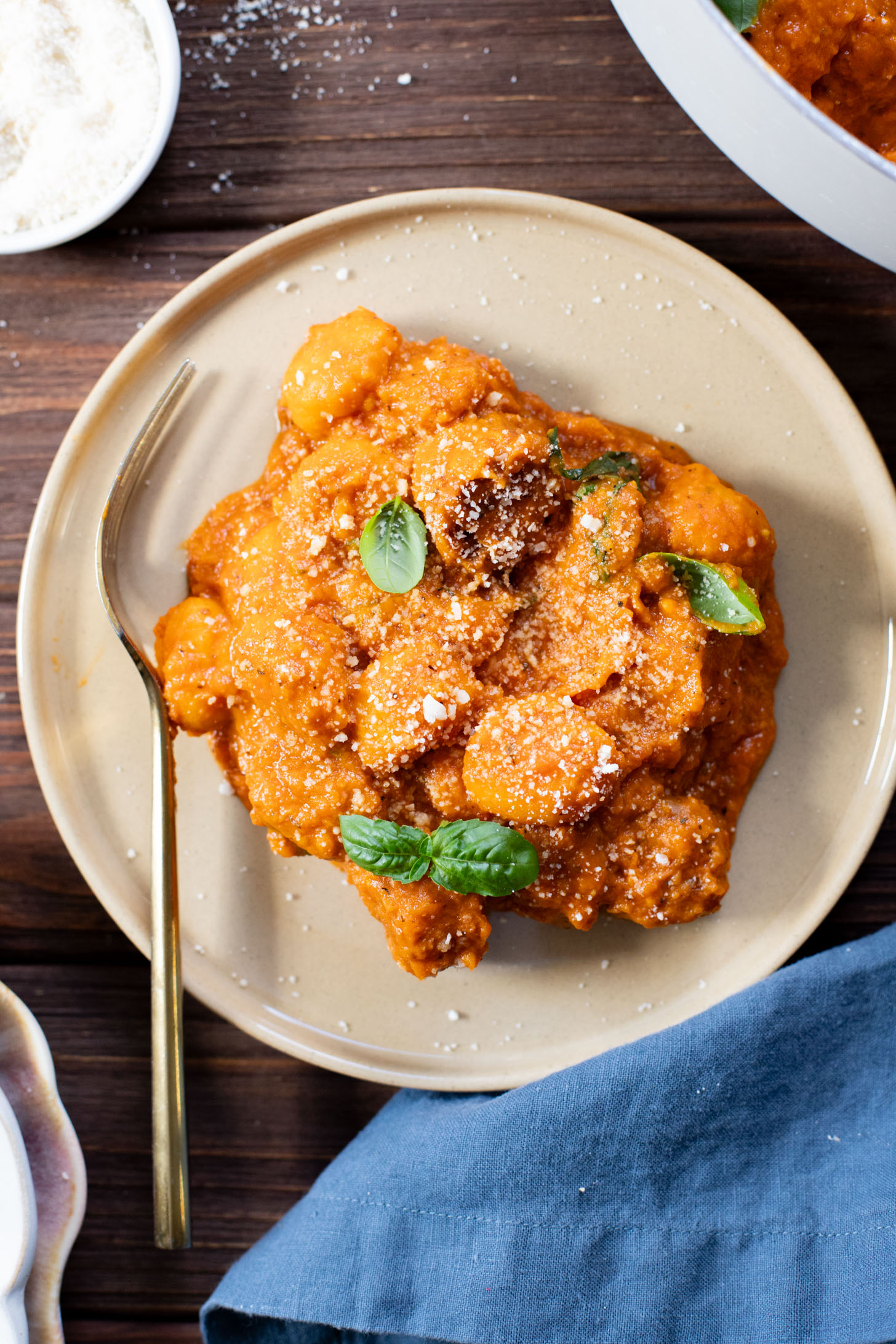 This Creamy Pumpkin Gnocchi with Vegan Sausage is an easy skillet dinner that is perfect for a cozy, fall meal at home | ThisSavoryVegan.com