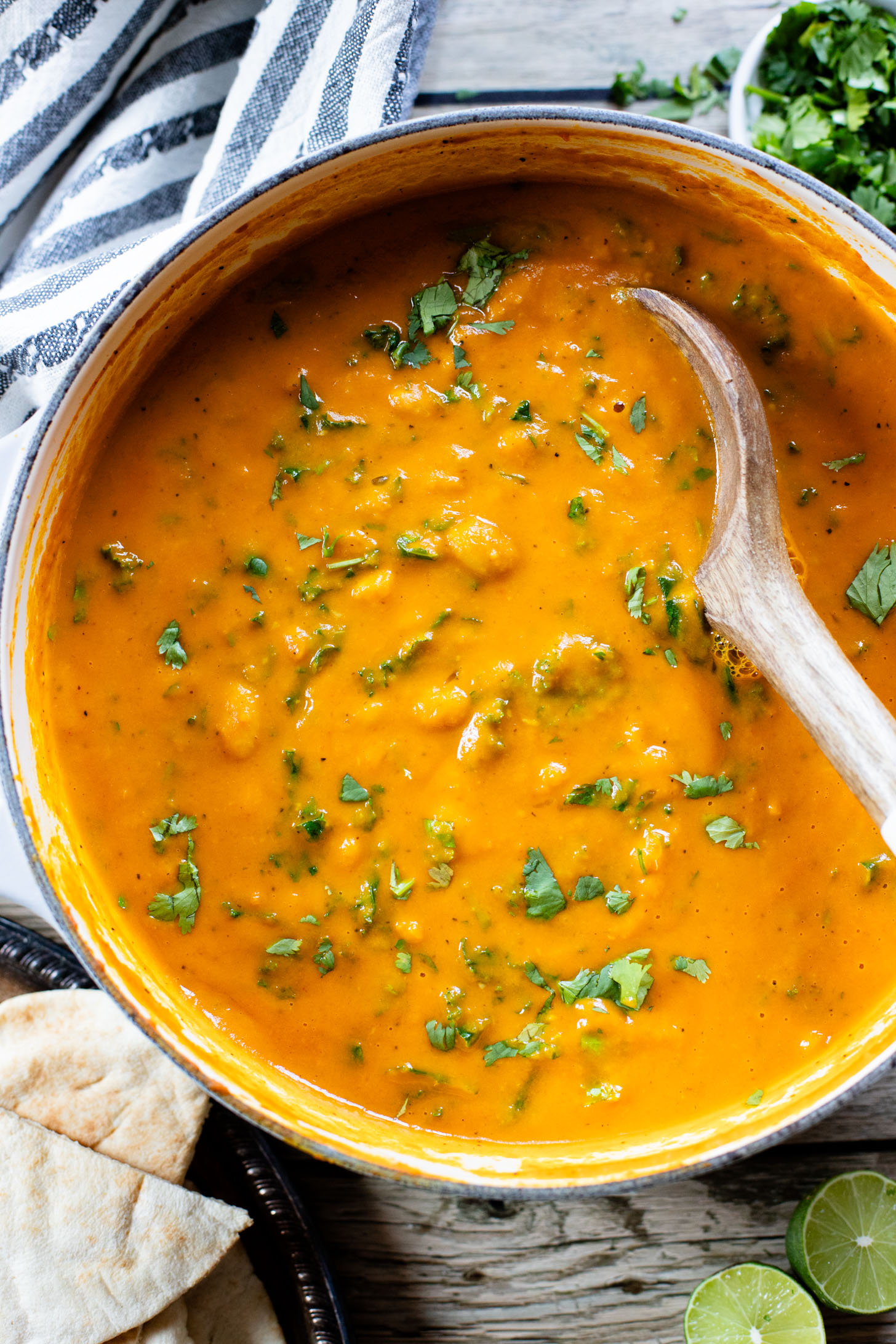 This Curried White Beans & Kale recipe is cozy and veggie packed! Beans are simmered in a coconut & squash sauce to make a delicious vegan curry | ThisSavoryVegan.com