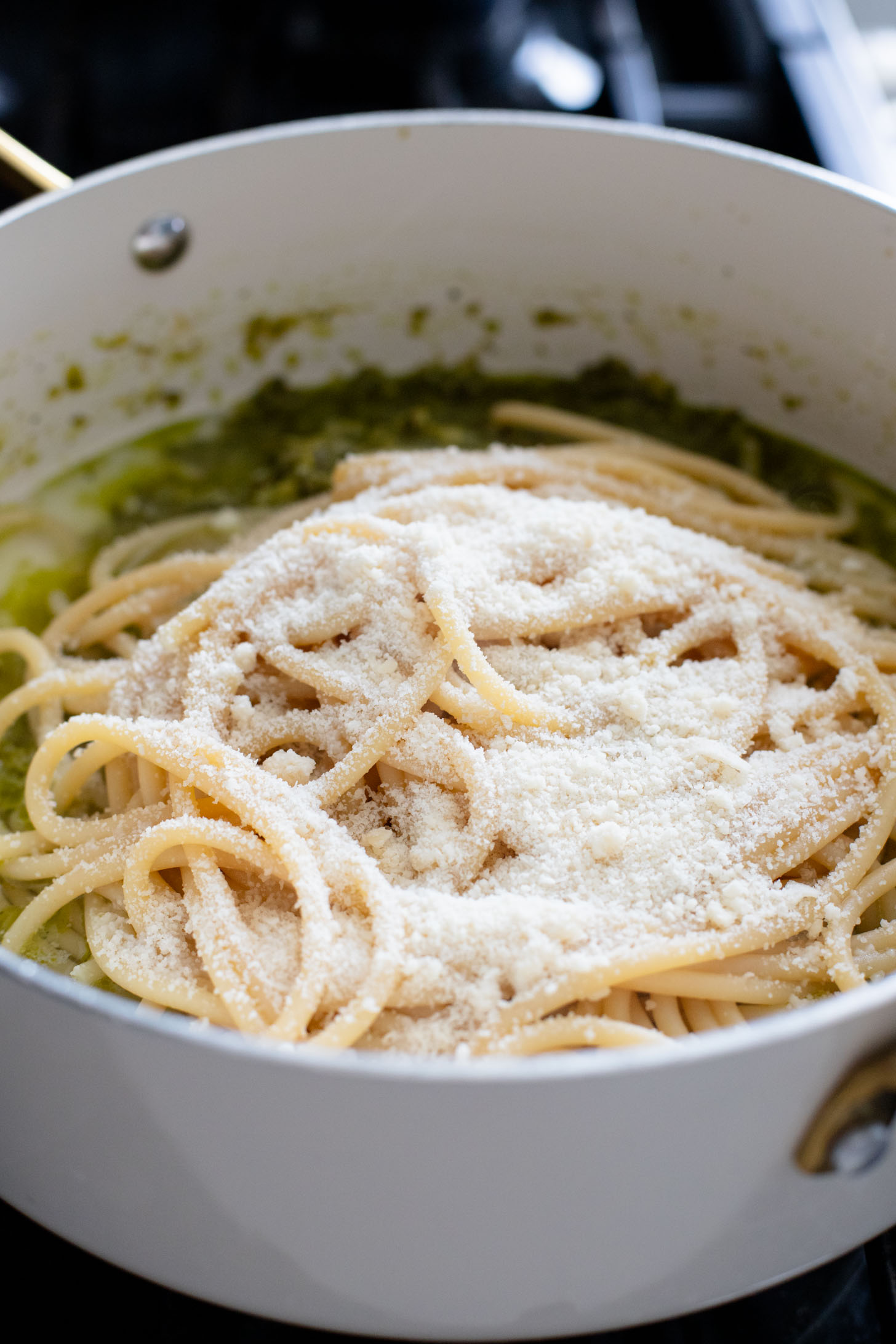 This Lemon Zucchini Bucatini is a simple vegan pasta dish that is creamy, loaded with veggies & 100% dairy-free | ThisSavoryVegan.com
