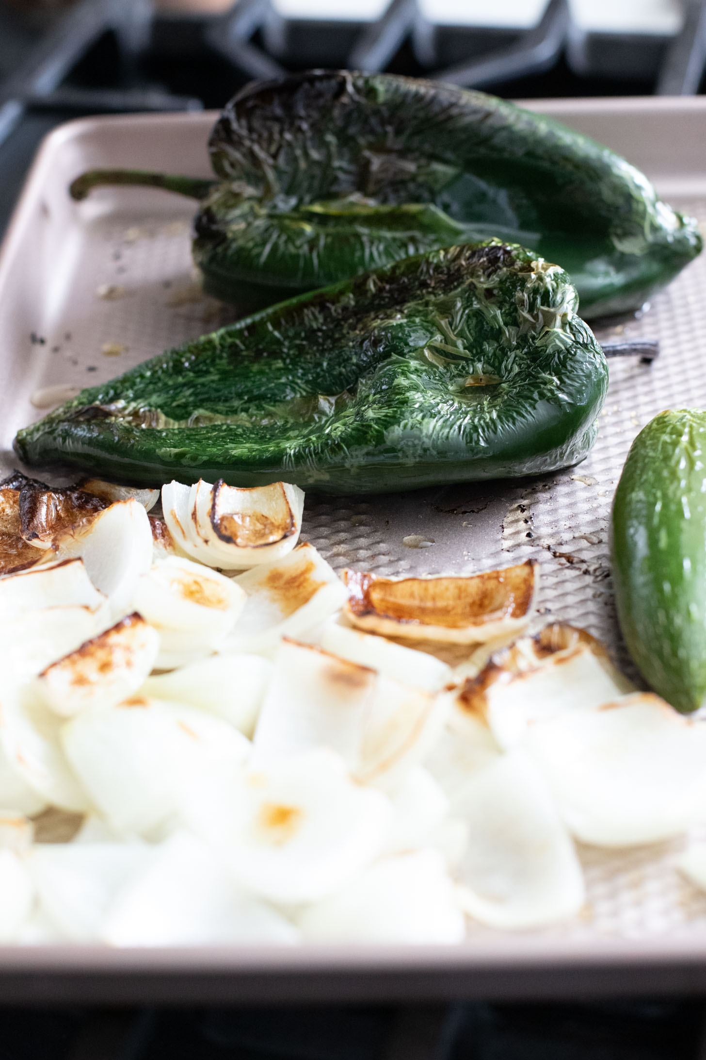 This Roasted Cauliflower in Poblano Sauce is a complete vegan dinner. Filled with lentils, crispy cauliflower & the best poblano sauce | ThisSavoryVegan.com