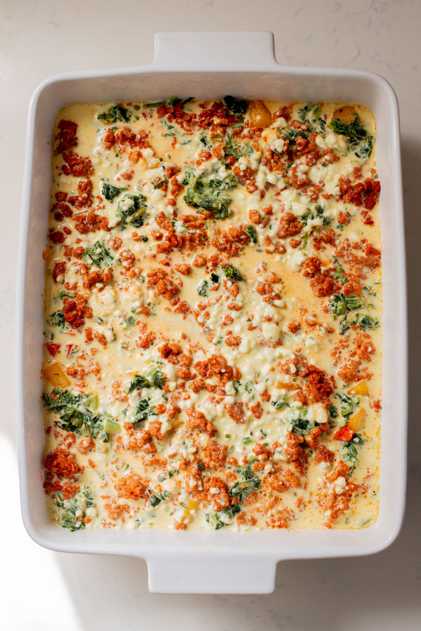 This Vegan Potato & Egg Breakfast Casserole is a simple & delicious vegan brunch idea! Also great for meal prepped breakfast | ThisSavoryVegan.com
