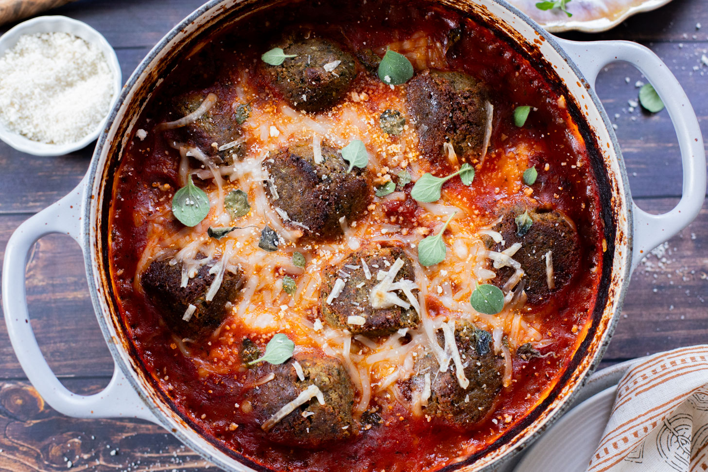 This Yummy Baked Eggplant Meatballs recipe is one of my favorite ways to make vegan meatballs. Tender "meatballs" in a tasty marinara sauce | ThisSavoryVegan.com