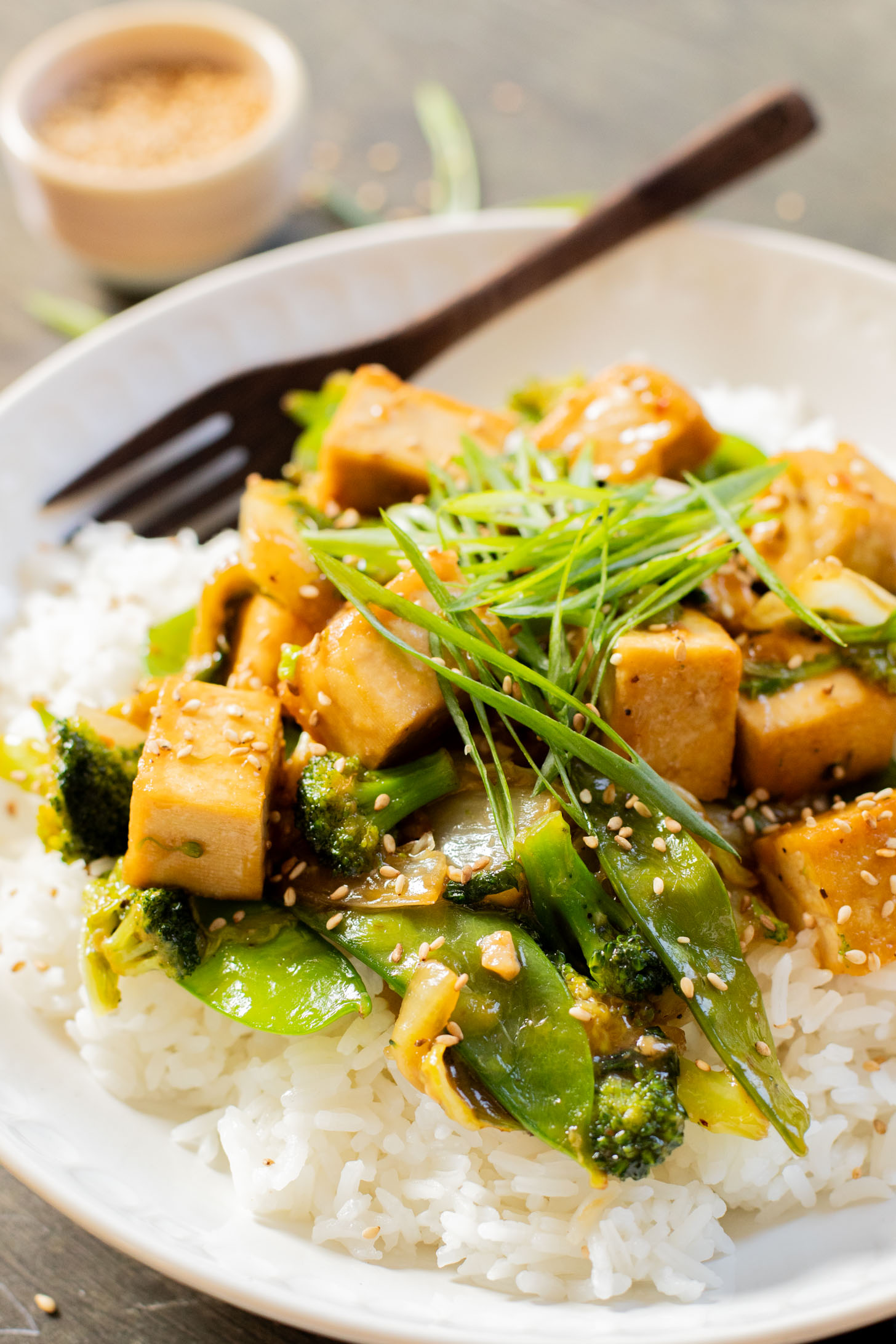 This Trader Joe's 20-Minute Tofu Stir-Fry is a simple and delicious vegan dinner idea. Made in one skillet and packed with veggies & protein | ThisSavoryVegan.com