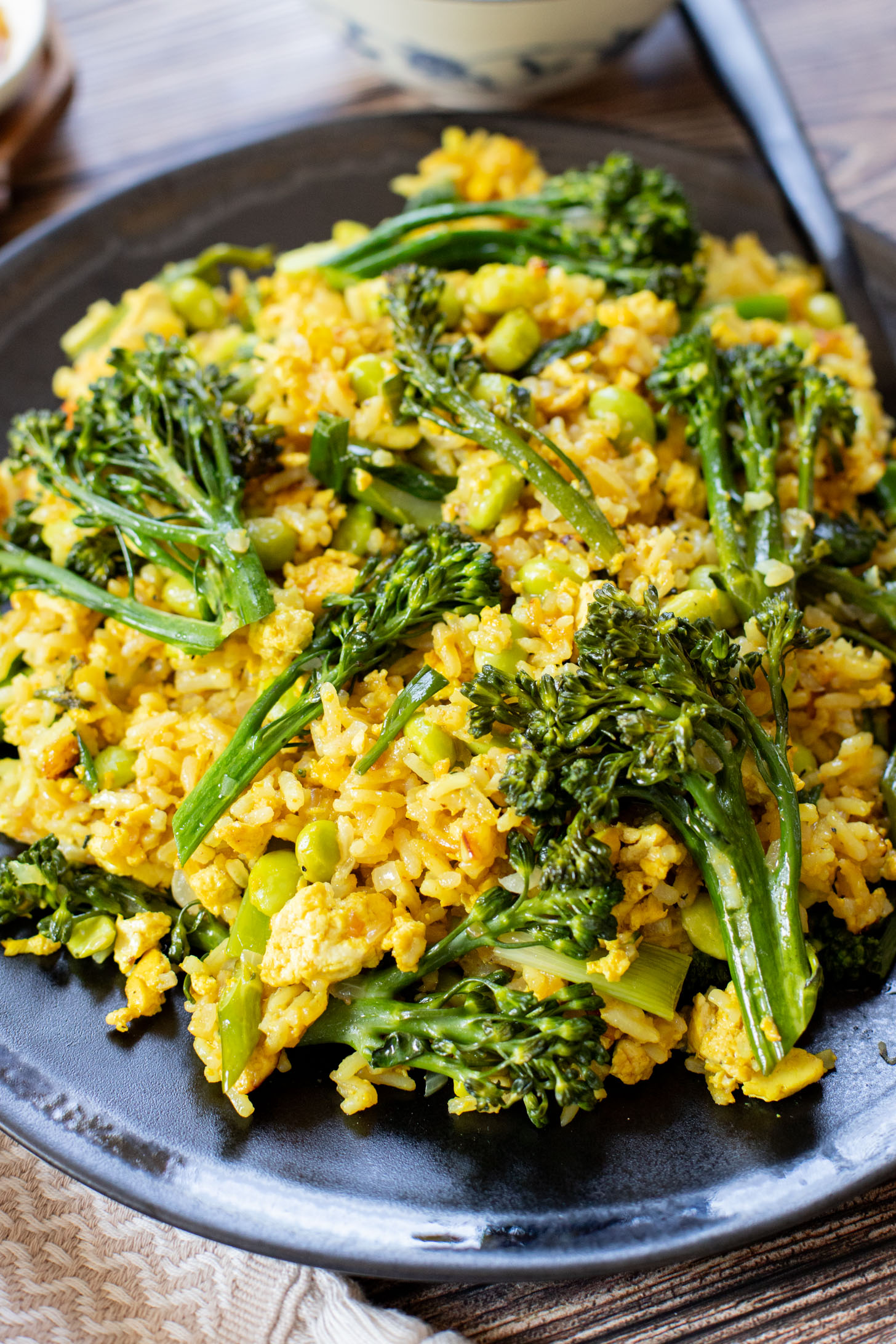 This Simple Broccoli Fried Rice is a protein-packed & delicious one-pot vegan dinner filled with tofu, edamame and broccolini | ThisSavoryVegan.com