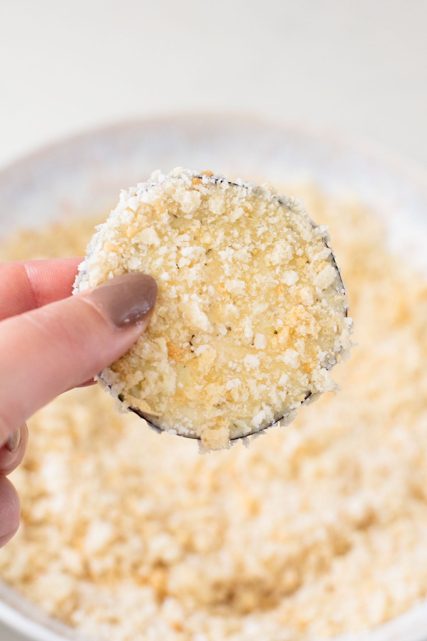 This Baked Eggplant Parmesan is dairy-free and has some sneaky protein in there. Serve with a salad for a low carb dinner or with a bowl of pasta | ThisSavoryVegan.com