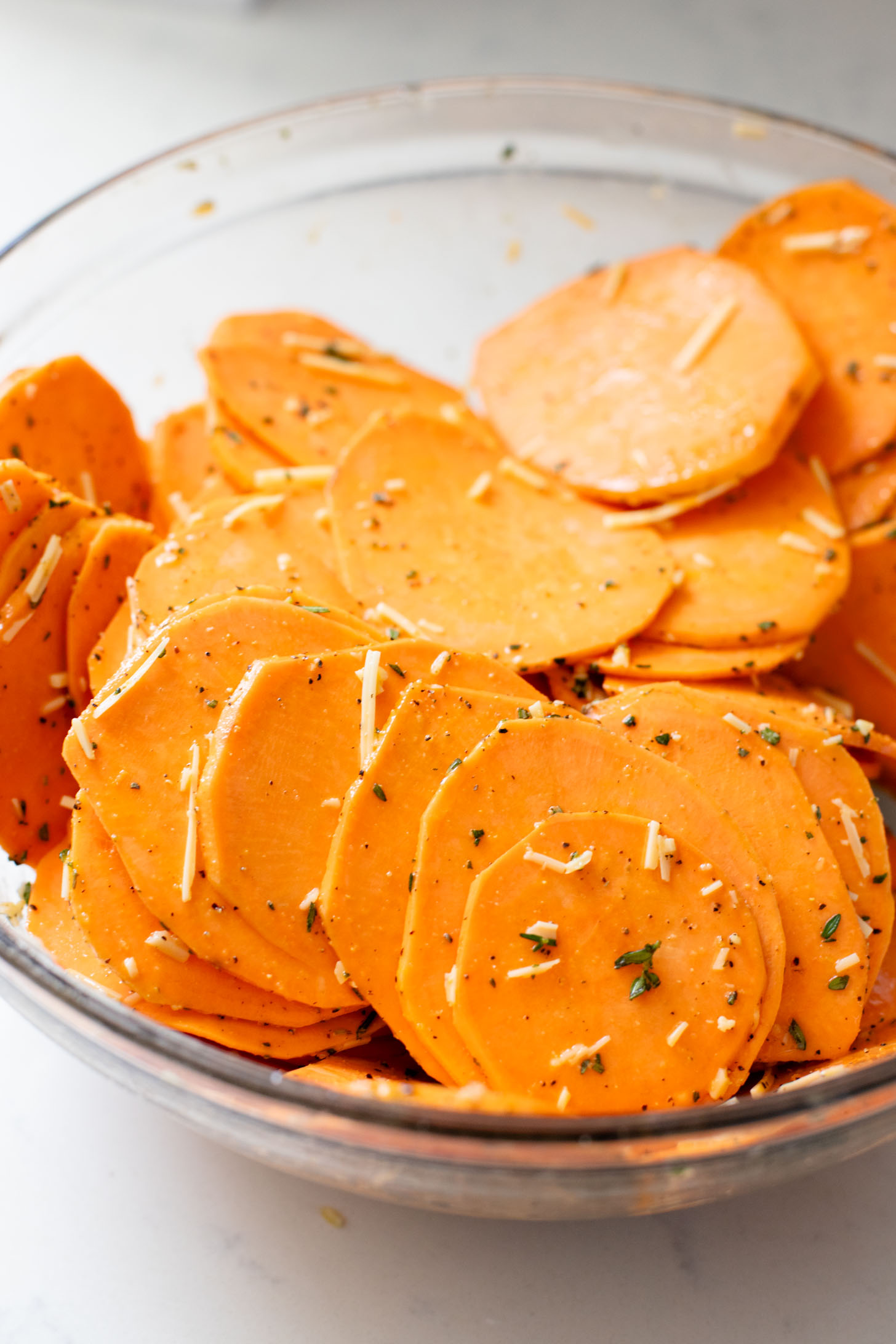 This Easy Sweet Potato Bake is the perfect dairy-free holiday side dish! A crispy crust and tender center, this potato bake is delicious | ThisSavoryVegan.com