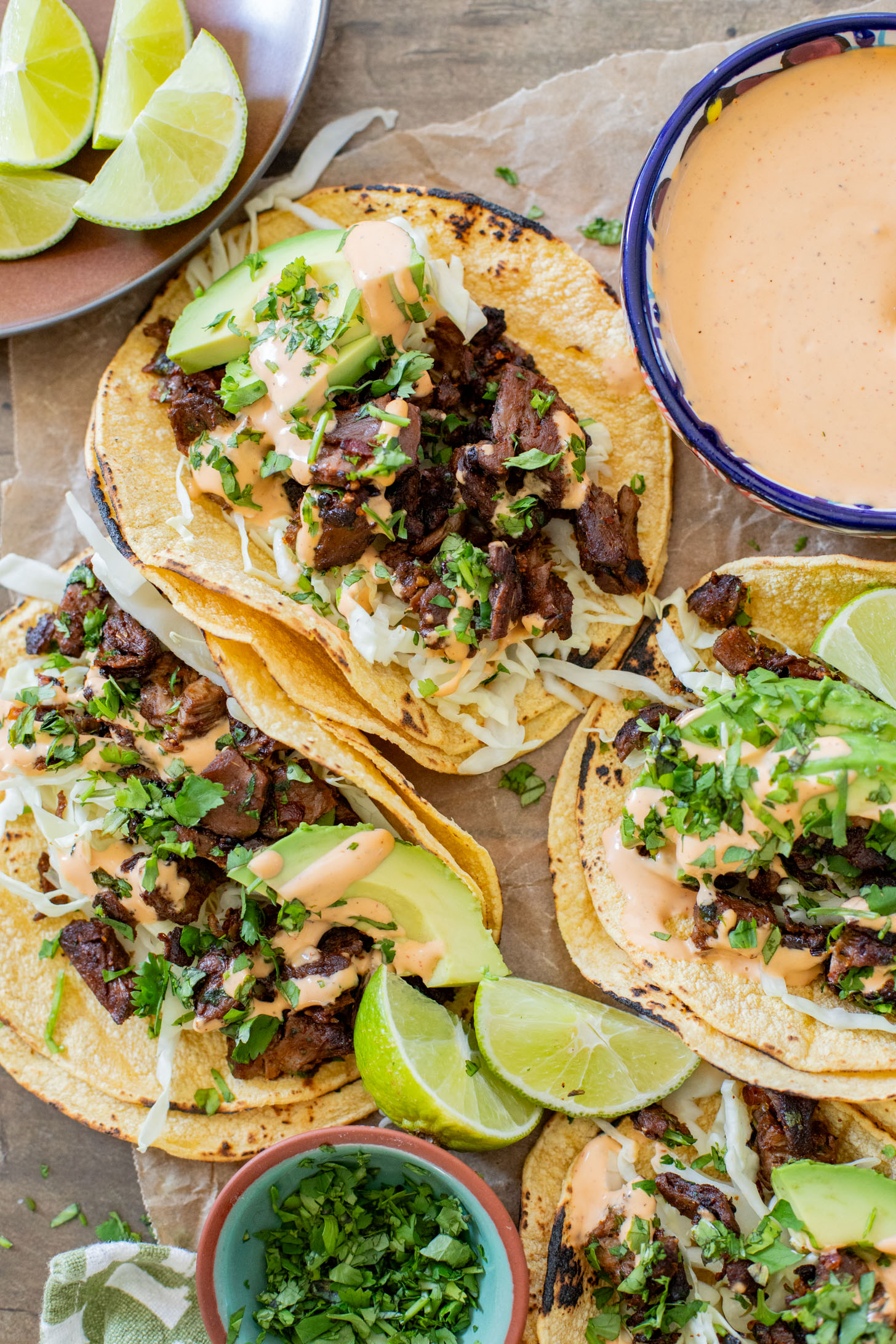 These Vegan Steak Tacos are SO good! Crispy vegan steak is cooked until super crispy and then loaded up in tortillas with a creamy chipotle sauce | ThisSavoryVegan.com