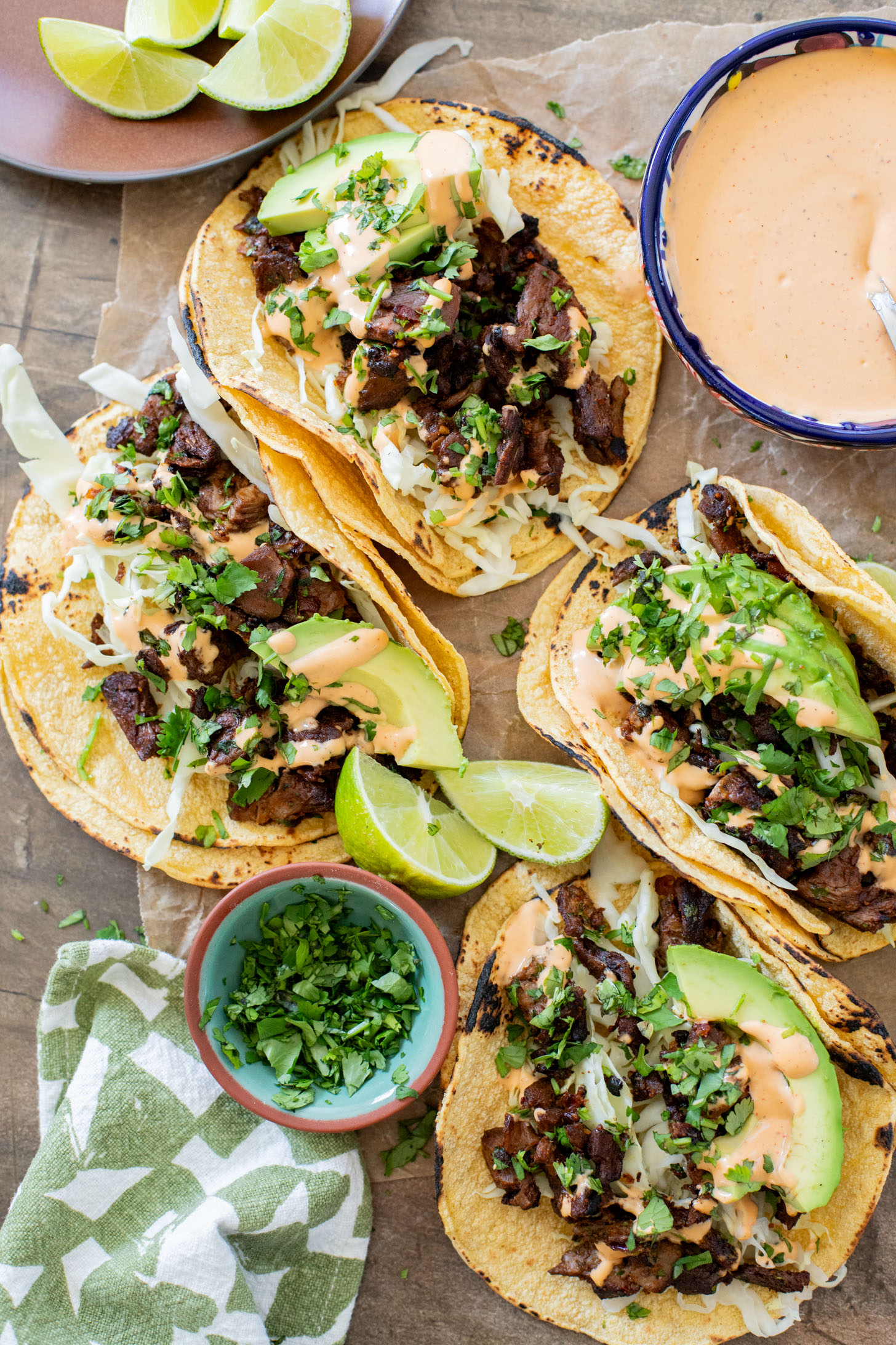 These Vegan Steak Tacos are SO good! Crispy vegan steak is cooked until super crispy and then loaded up in tortillas with a creamy chipotle sauce | ThisSavoryVegan.com