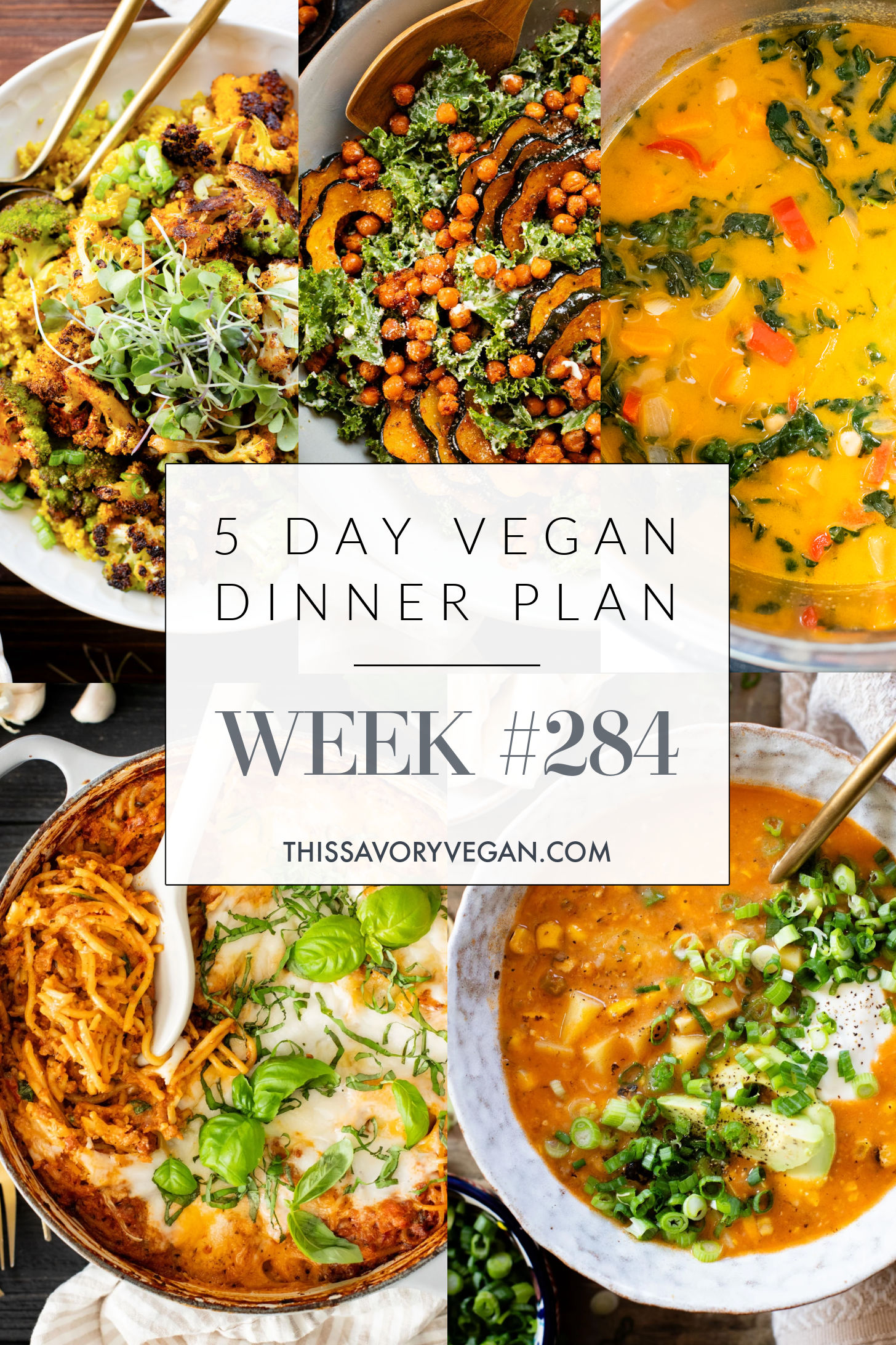Not sure what to make for dinner this week? I have you covered with 5 simple & delicious vegan dinner ideas! | Vegan Dinner Plan #284 | ThisSavoryVegan.com