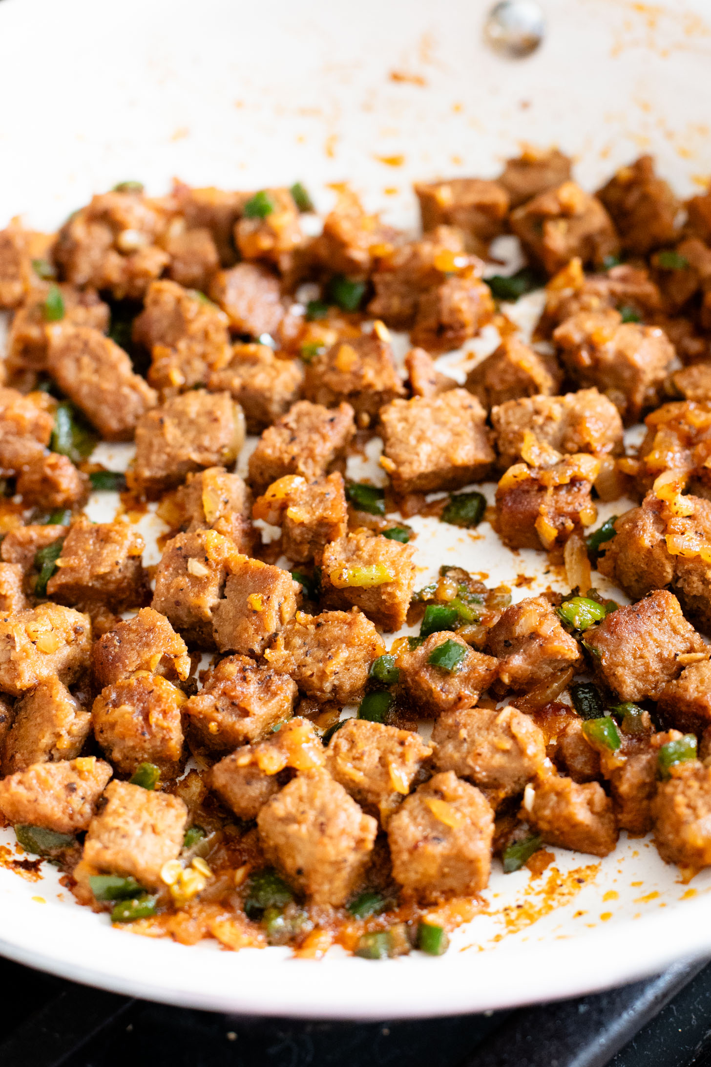 This Crescent Roll Breakfast Casserole is made with vegan eggs & vegan sausage. Perfect vegan breakfast casserole to serve a crowd | ThisSavoryVegan.com