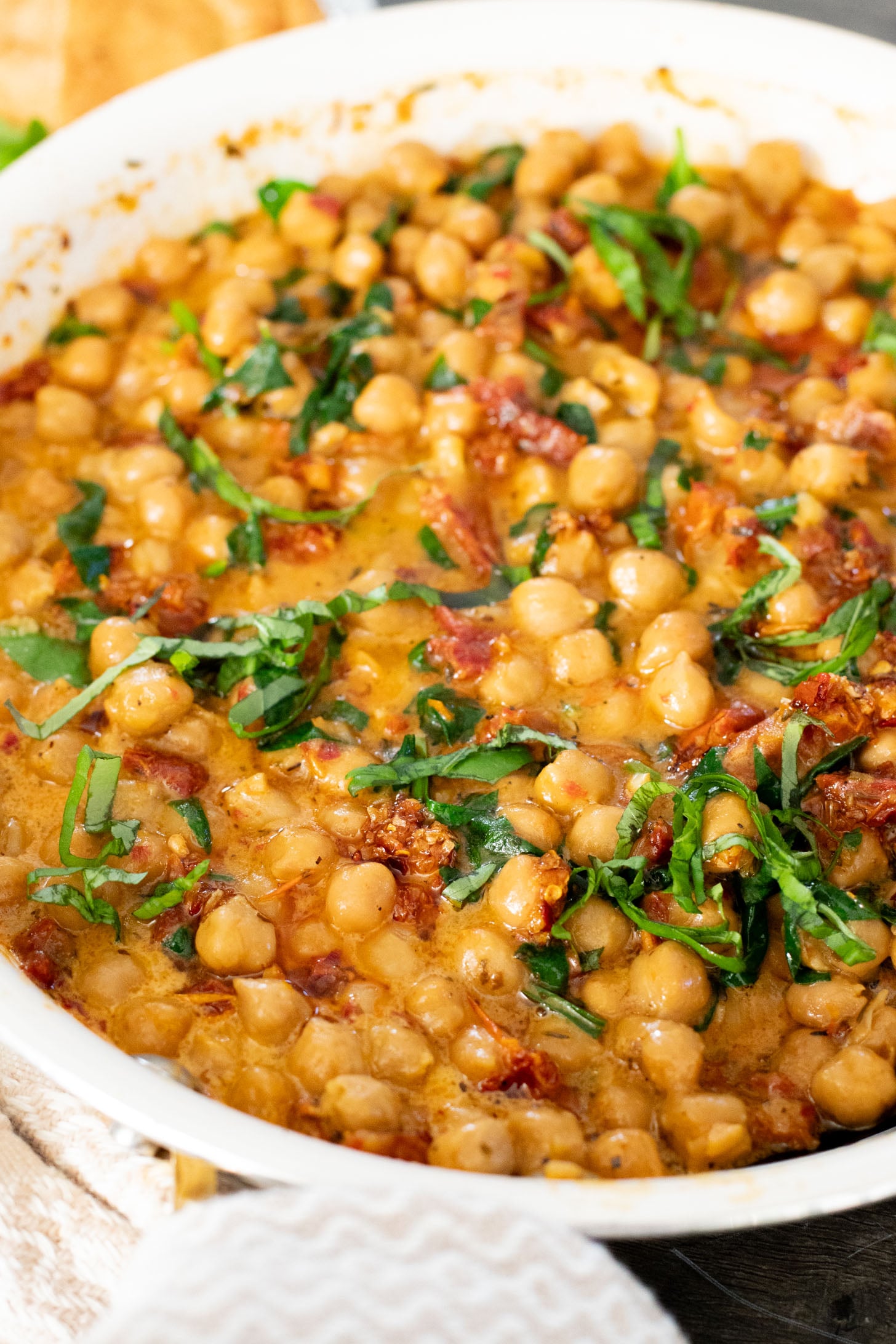 These Marry Me Chickpeas are creamy, delicious...and made in one pot! The perfect Tuscan flavor and best served with toasted bread | ThisSavoryVegan.com