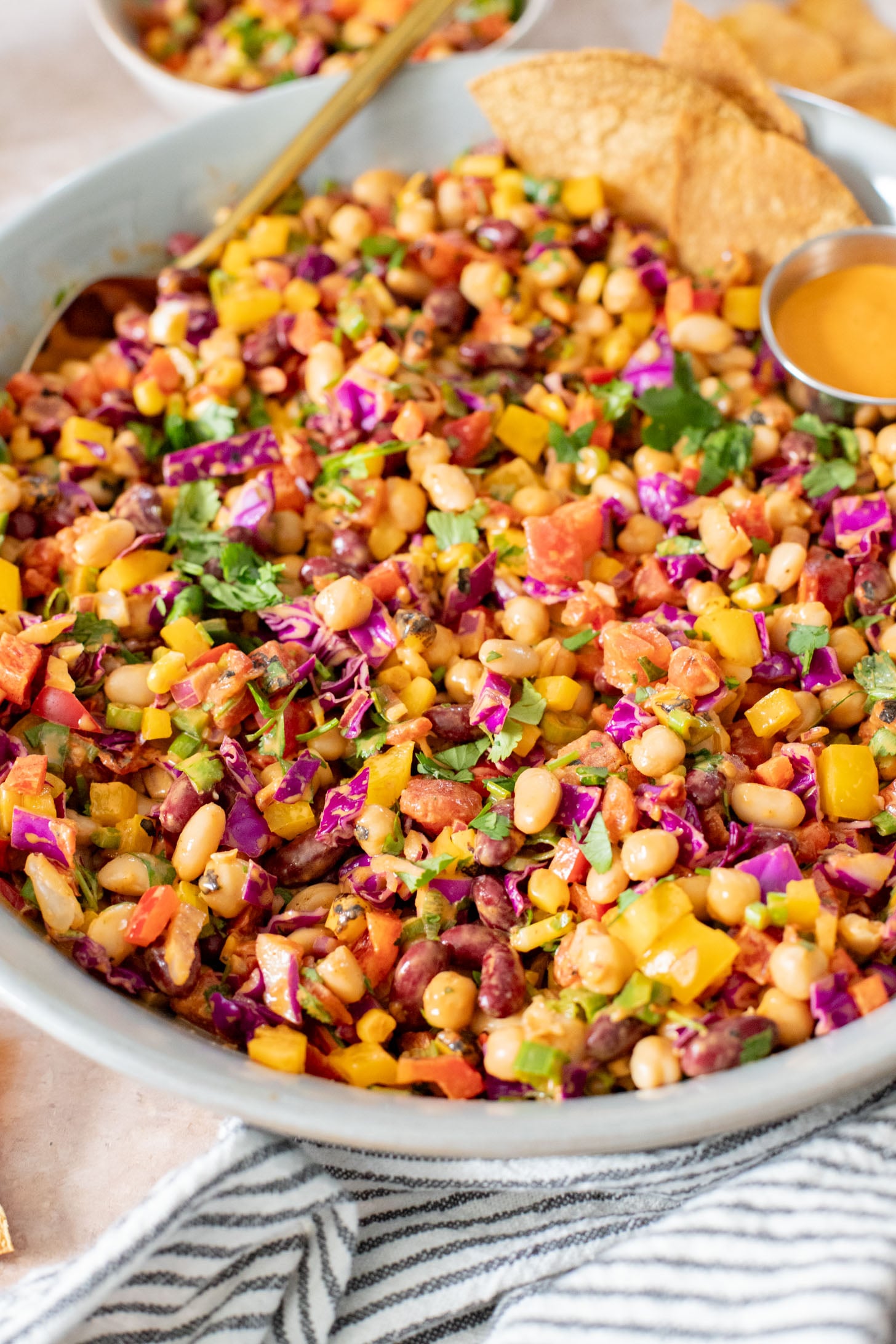 A great way to get plant protein & veggies in, this Southwest Dense Bean Salad is not only healthy it is super tasty. Perfect for meal prep | ThisSavoryVegan.com
