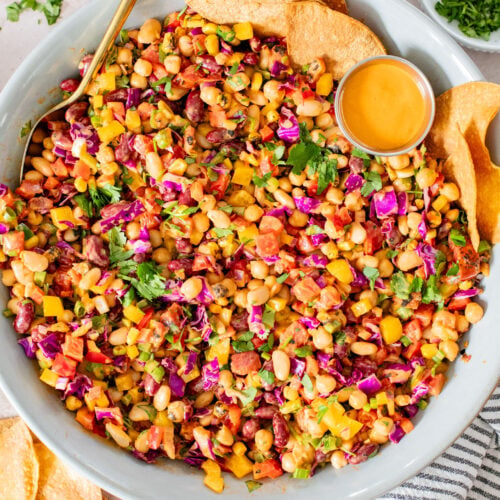 A great way to get plant protein & veggies in, this Southwest Dense Bean Salad is not only healthy it is super tasty. Perfect for meal prep | ThisSavoryVegan.com