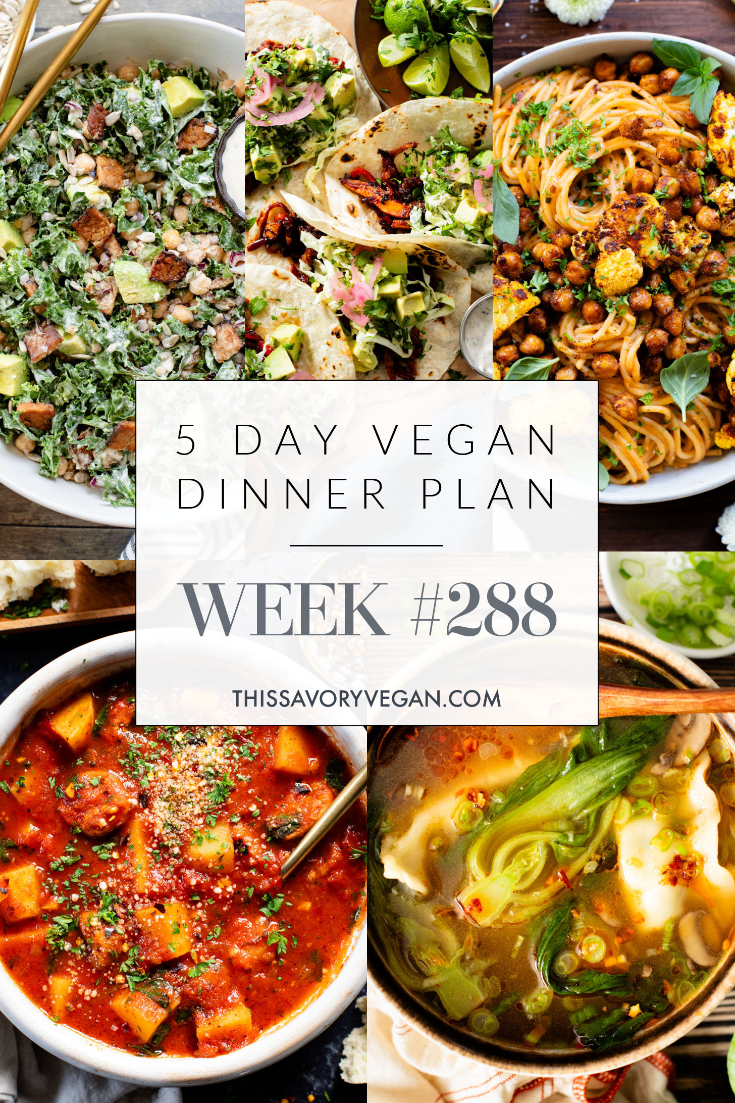 Not sure what to make for dinner this week? I have you covered with 5 simple & delicious vegan dinner ideas! | Vegan Dinner Plan #288 | ThisSavoryVegan.com