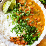 This Creamy Salsa Verde Chili is an easy one-pot weeknight dinner. Served over rice for a complete meal in 30 minutes | ThisSavoryVegan.com