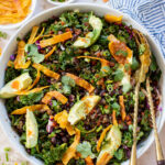This Lentil & Bean Taco Salad is filled with kale, soy chorizo, greens, lentils & beans. All tossed in a zesty chipotle dressing | ThisSavoryVegan.com