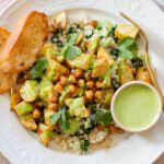 These Roasted Potato & Chickpea Bowls are a simple vegan dinner! Served over cauliflower rice with a dairy-free jalapeño ranch | ThisSavoryVegan.com
