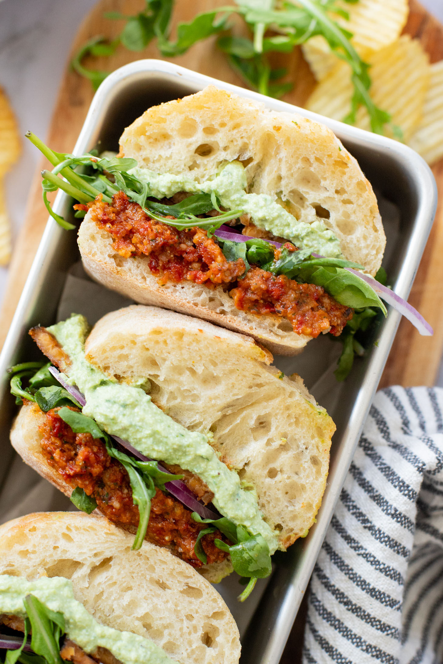 These Spinach Ricotta Tempeh Sandwiches are packed with protein & veggies. A super tasty homemade vegan sandwich recipe | ThisSavoryVegan.com