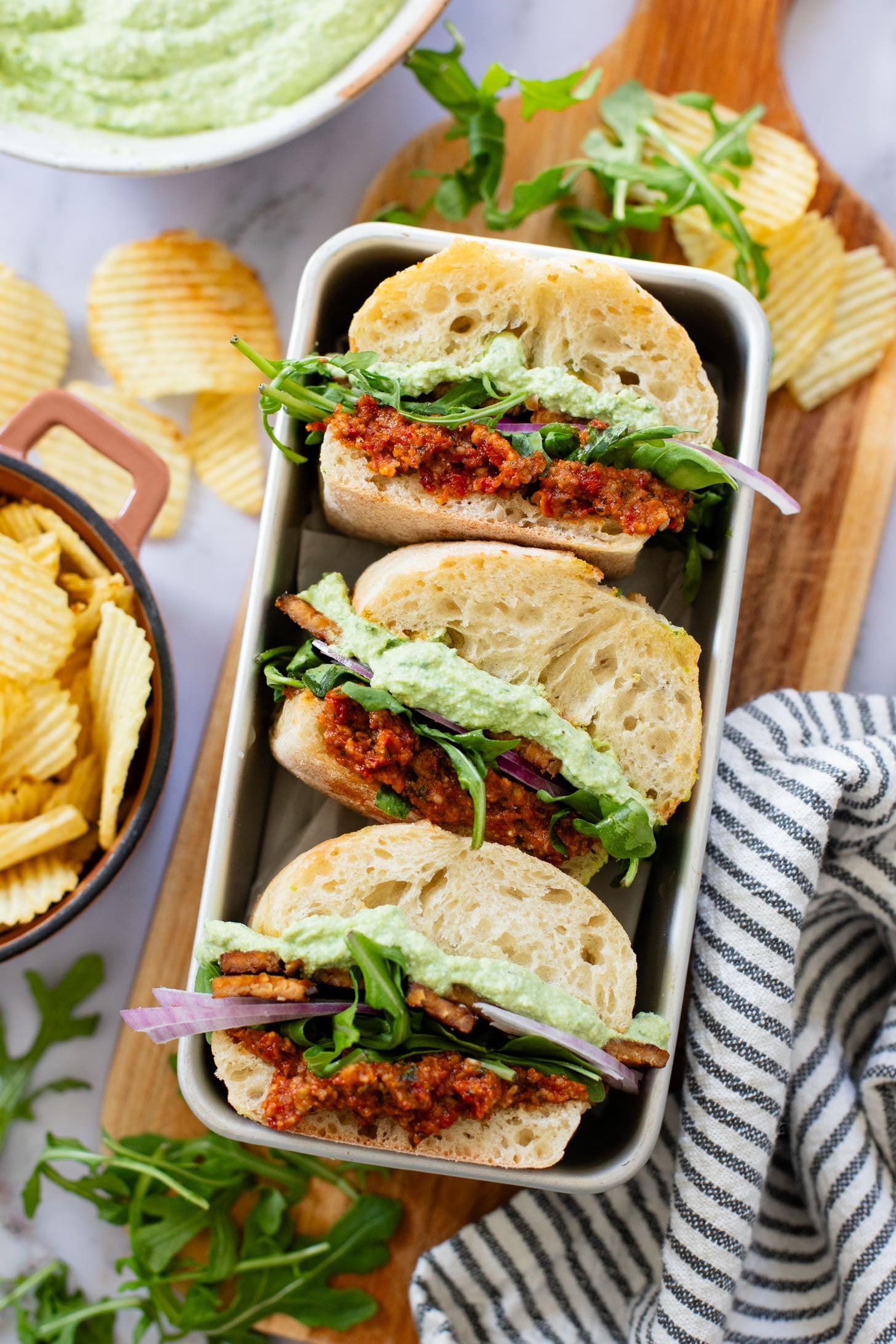 These Spinach Ricotta Tempeh Sandwiches are packed with protein & veggies. A super tasty homemade vegan sandwich recipe | ThisSavoryVegan.com