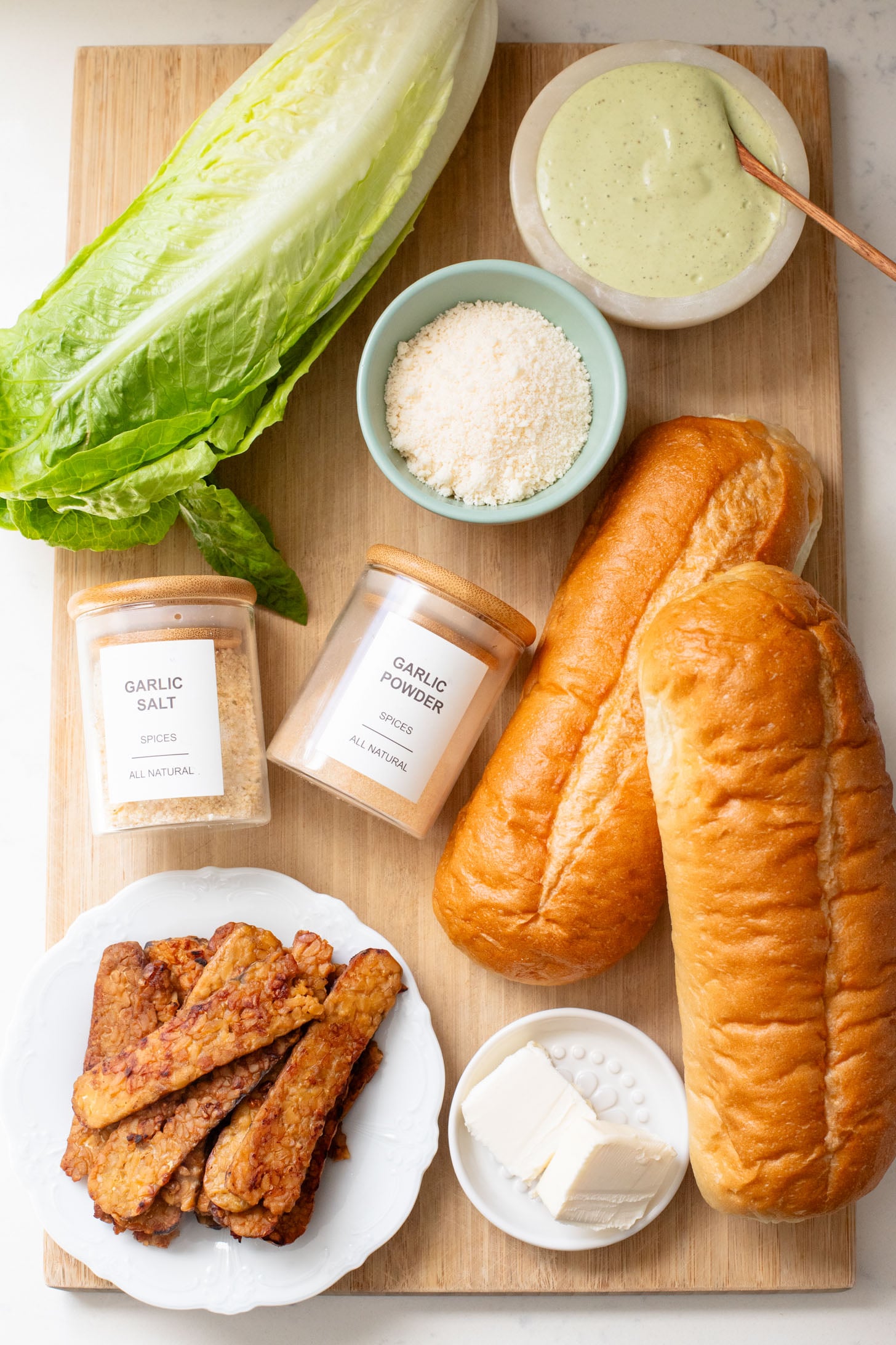 Tempeh Bacon Caesar Salad Sandwiches - This Savory Vegan