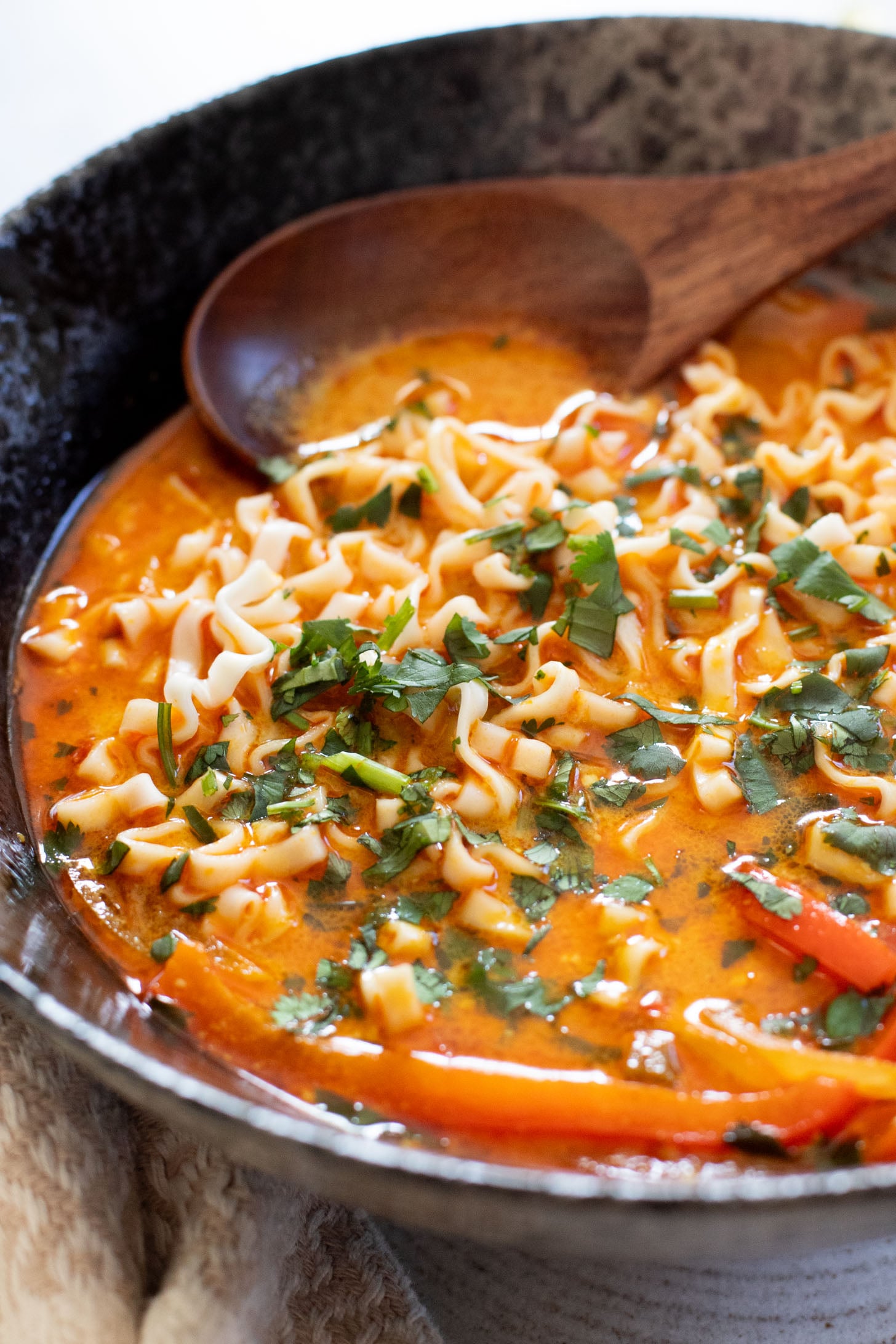 This Veggie Coconut Noodle Soup is perfect when you are craving instant noodles but want something healthier and homemade | ThisSavoryVegan.com