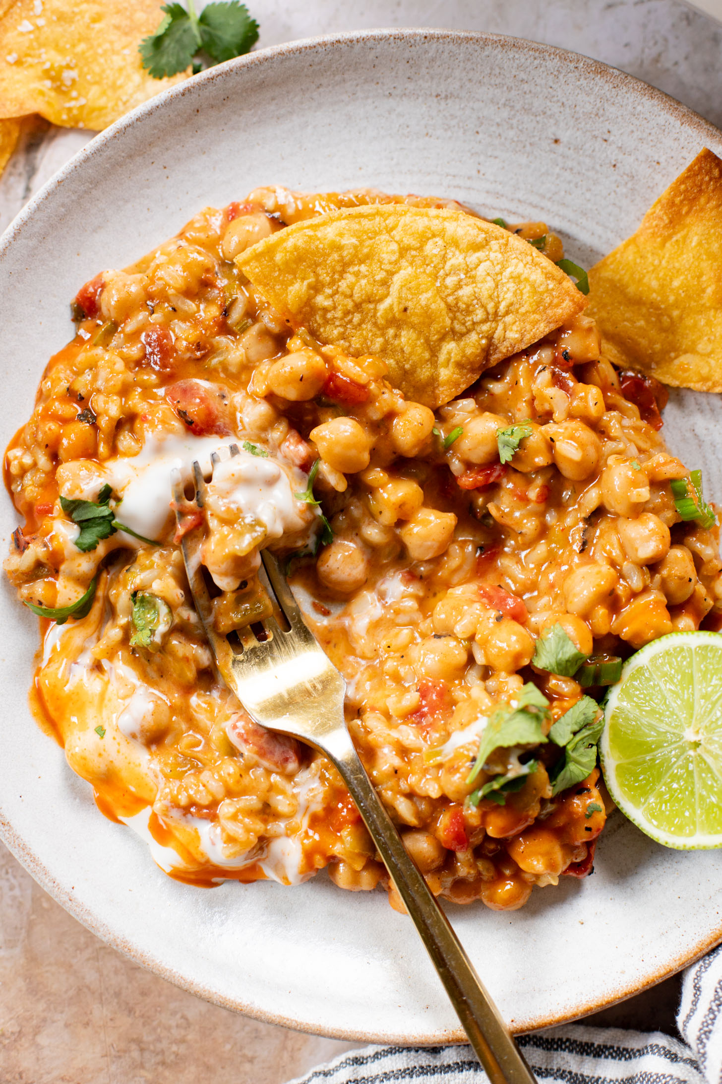 This Chickpea & Rice Enchilada Bake is a quick weeknight dinner that makes great leftover lunches. Super easy & delicious | ThisSavoryVegan.com